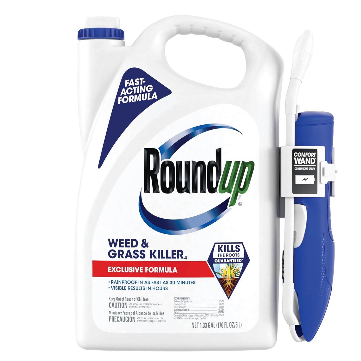 Roundup Weed & Grass Killer4 with Pump 'N Go 2 Sprayer, 1.33 gal| Weed Killer, Use In and Around Flower Beds and Driveways, Visible Results in Hours, Up to 10 Minutes of Continuous Spray