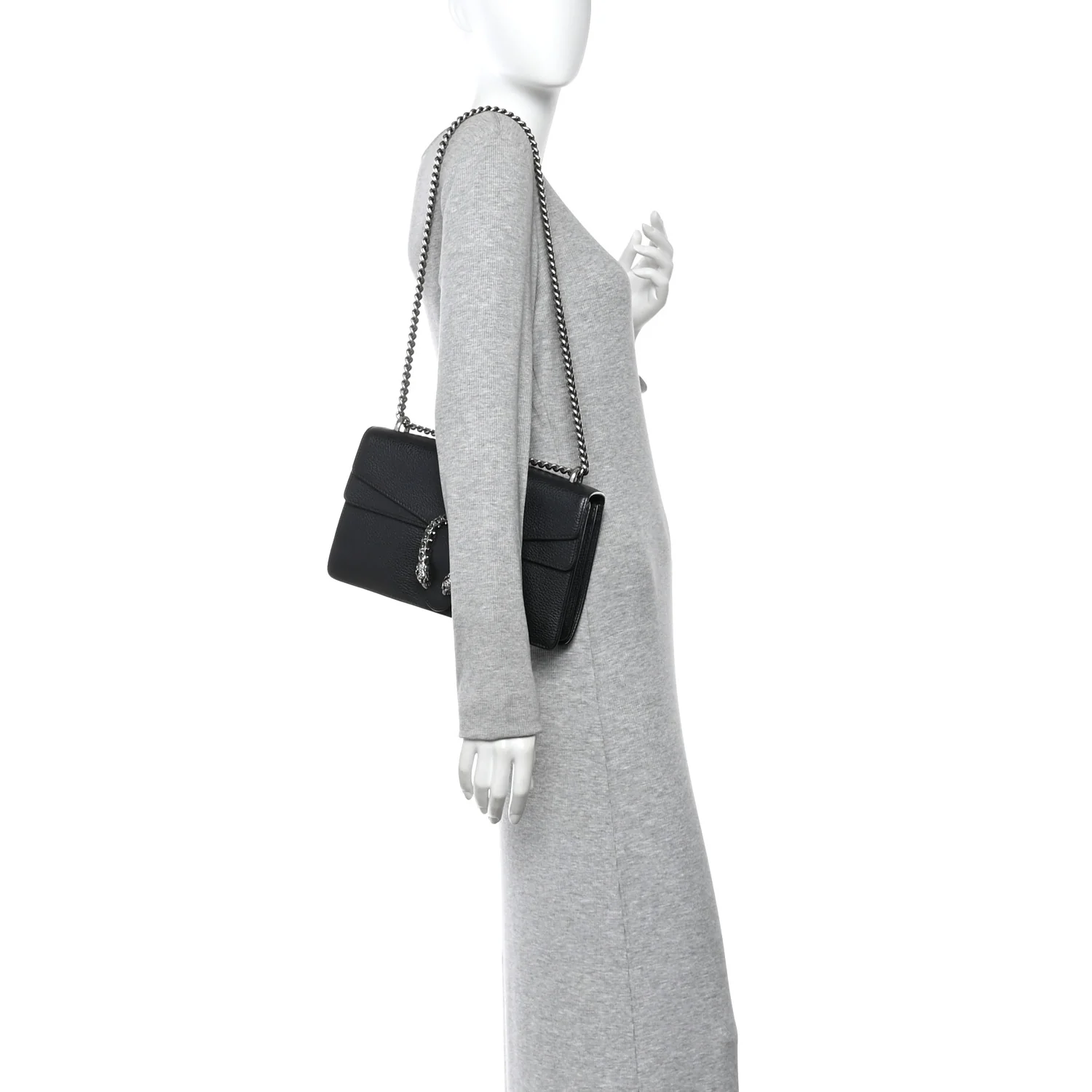 Pebbled Calfskin Small Dionysus Shoulder Bag Black