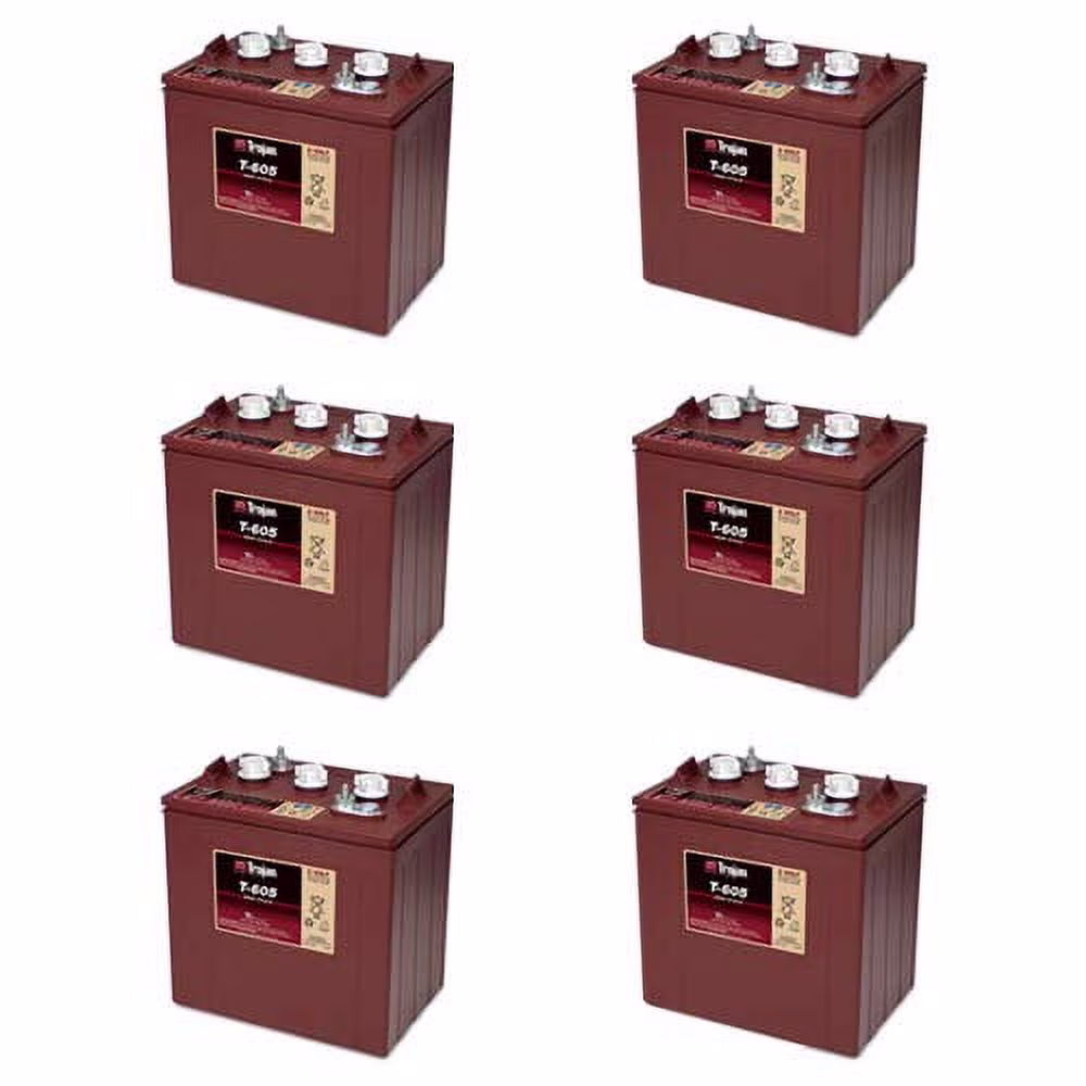 Trojan T - 605 6V 210ah Flooded Lead Acid GC2 Deep Cycle Battery X6