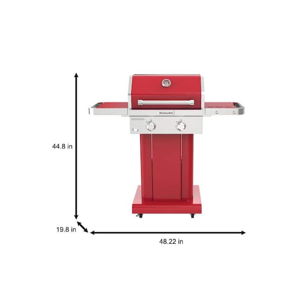 2-Burner Propane Gas Grill in all Red - Image 3