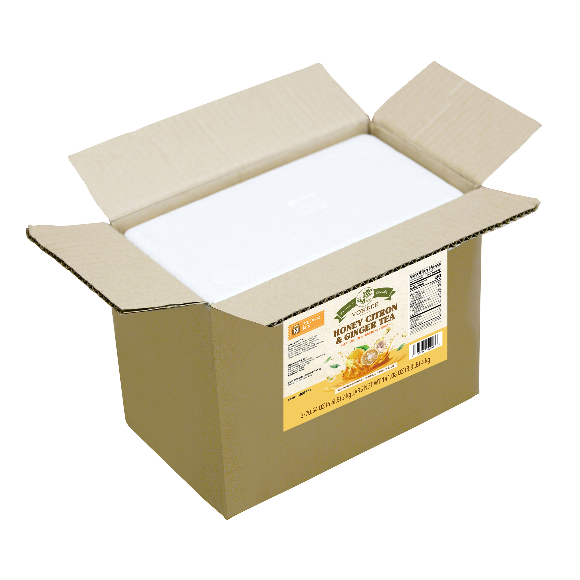 Vonbee Honey Citron & Ginger Tea, 4.4 lb, 2 - Pack