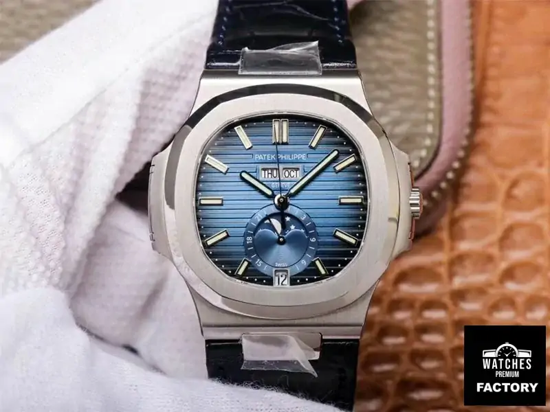 Patek Philippe Nautilus 5726 / 1A-014 PF Factory Moonphase Black Leather Strap