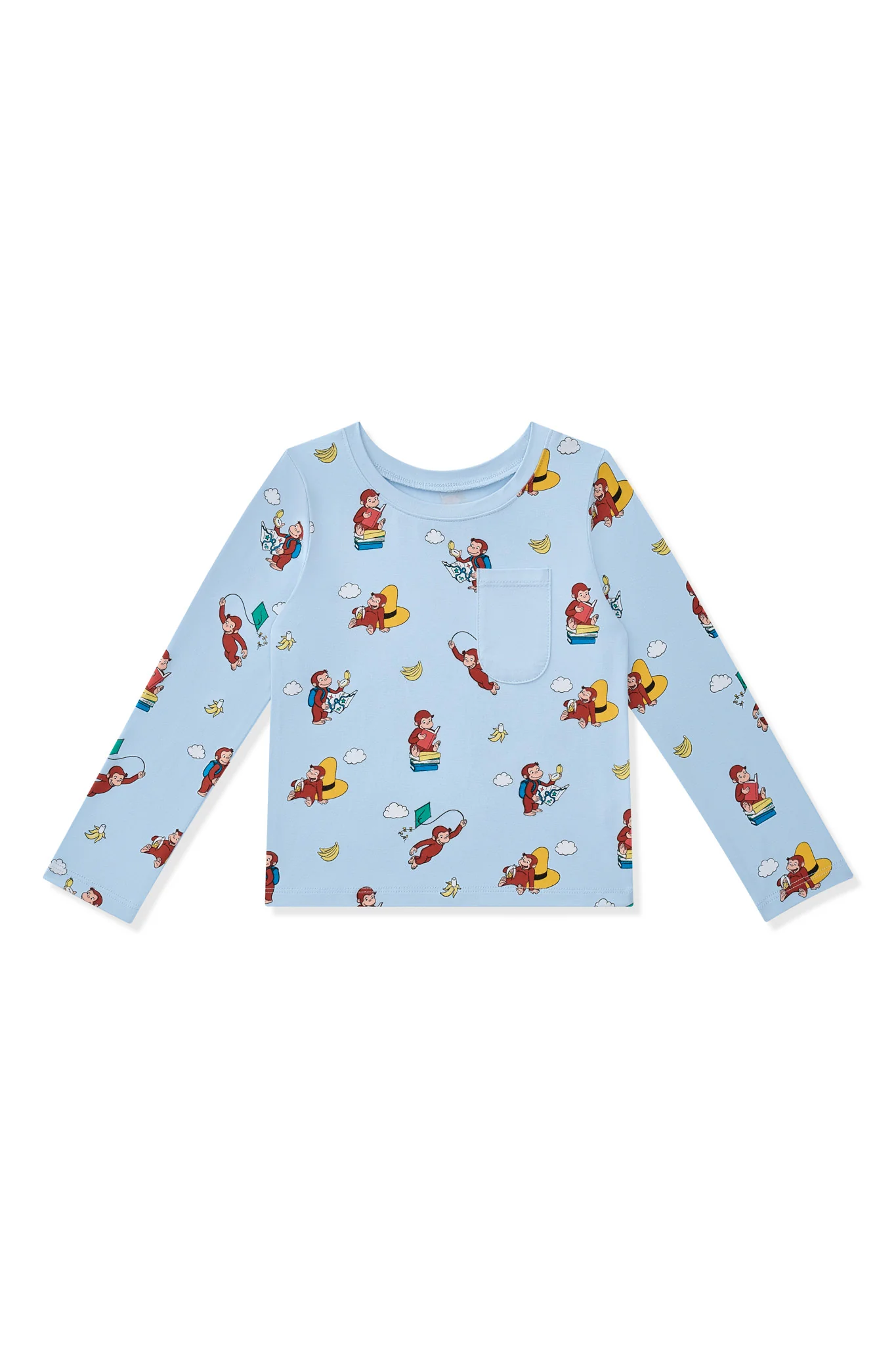 Long Sleeve Toddler Crew Neck Tee in Curious George
