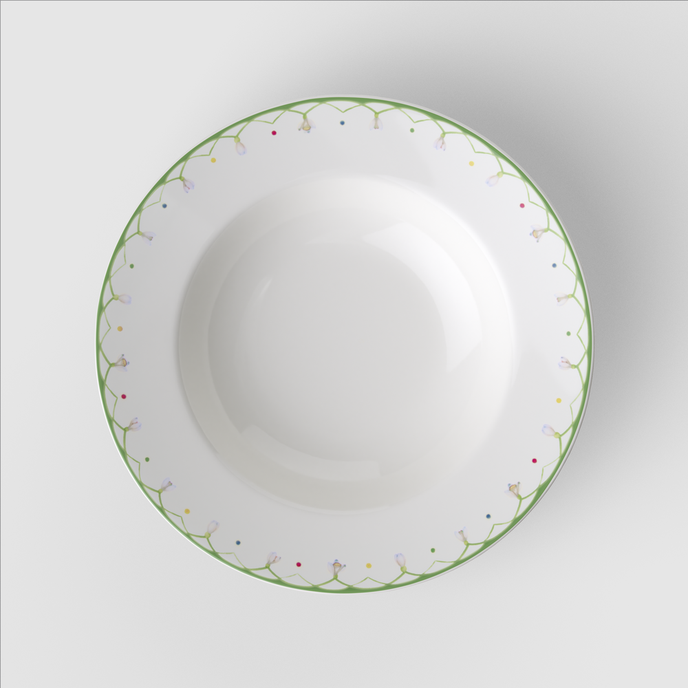 Colourful Spring Soup bowl - Green, 9.9'', Premium Porcelain