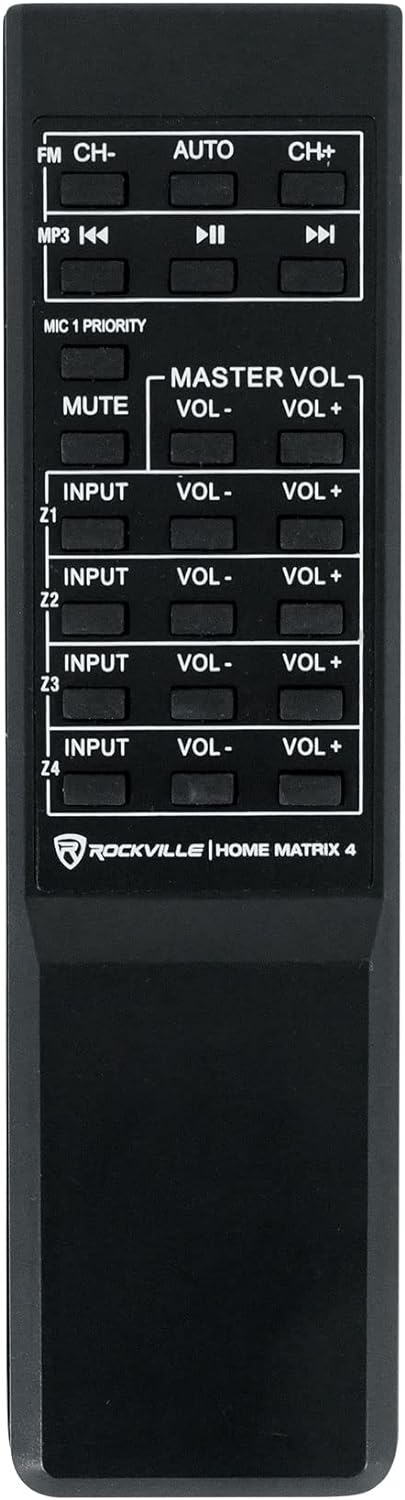 Rockville Home Matrix 4 600W Multi Room Receiver/Amplifier  8-Channel (4 Zones)  Bluetooth  USB  Optical  Coaxial  RCA  Mic Inputs