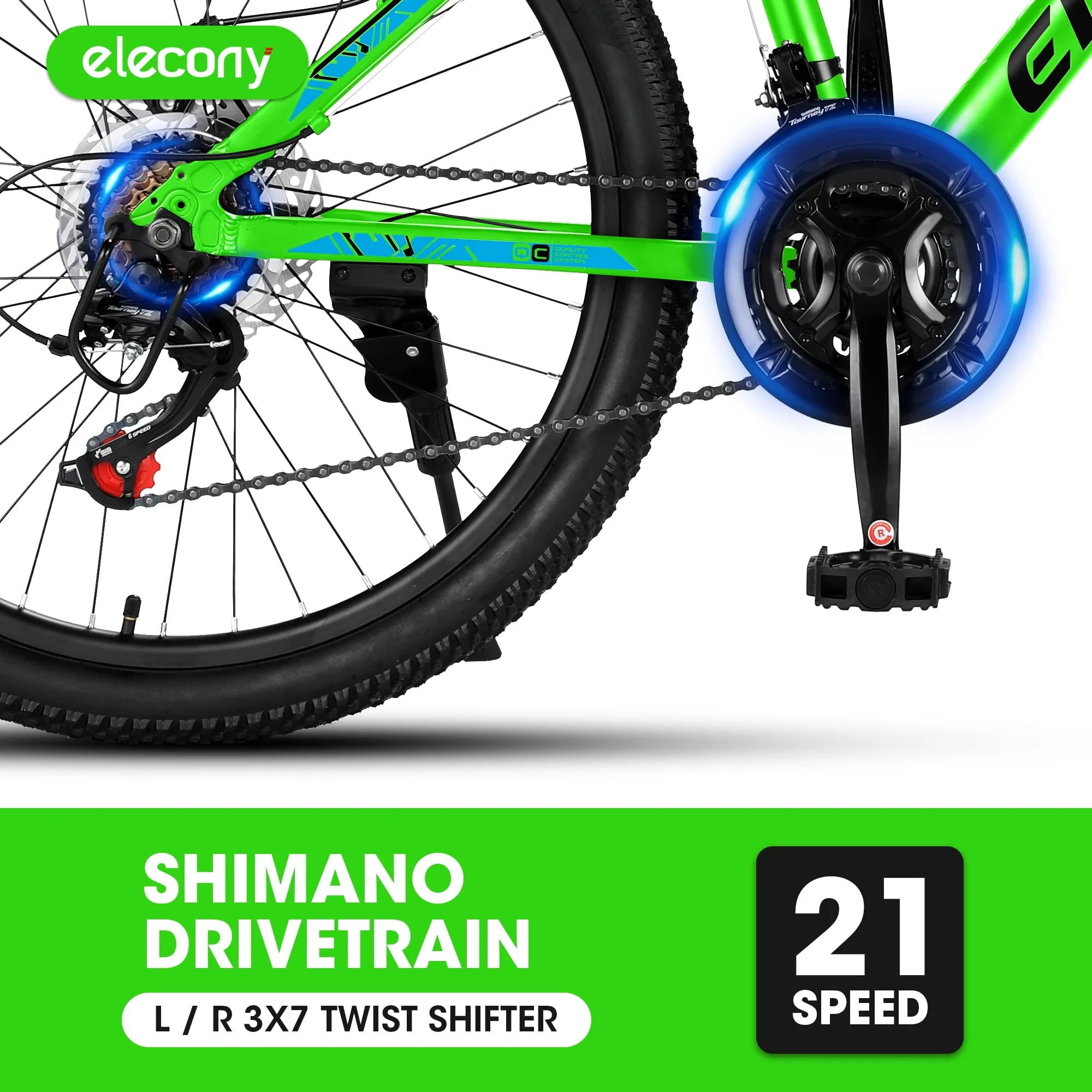 24" Mountain Bike, Aluminum Mountain Bike for Adult with Disc Brakes, 21 Speeds Bike for 14-18 Yeas Old,Green - Image 4