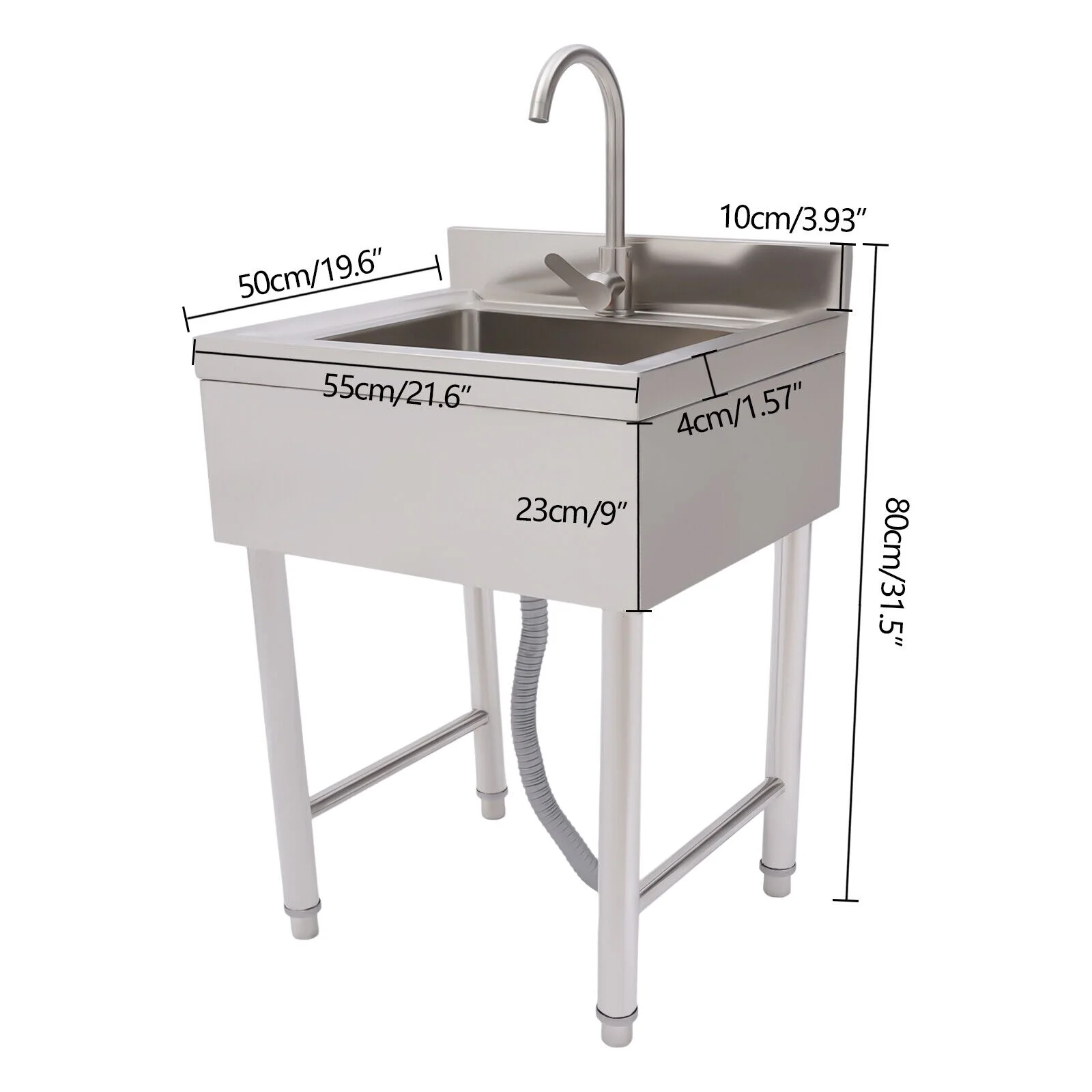 Commercial Utility Sink Stainless 1 Compartment Kitchen Sink 21.6*33.4*19.6