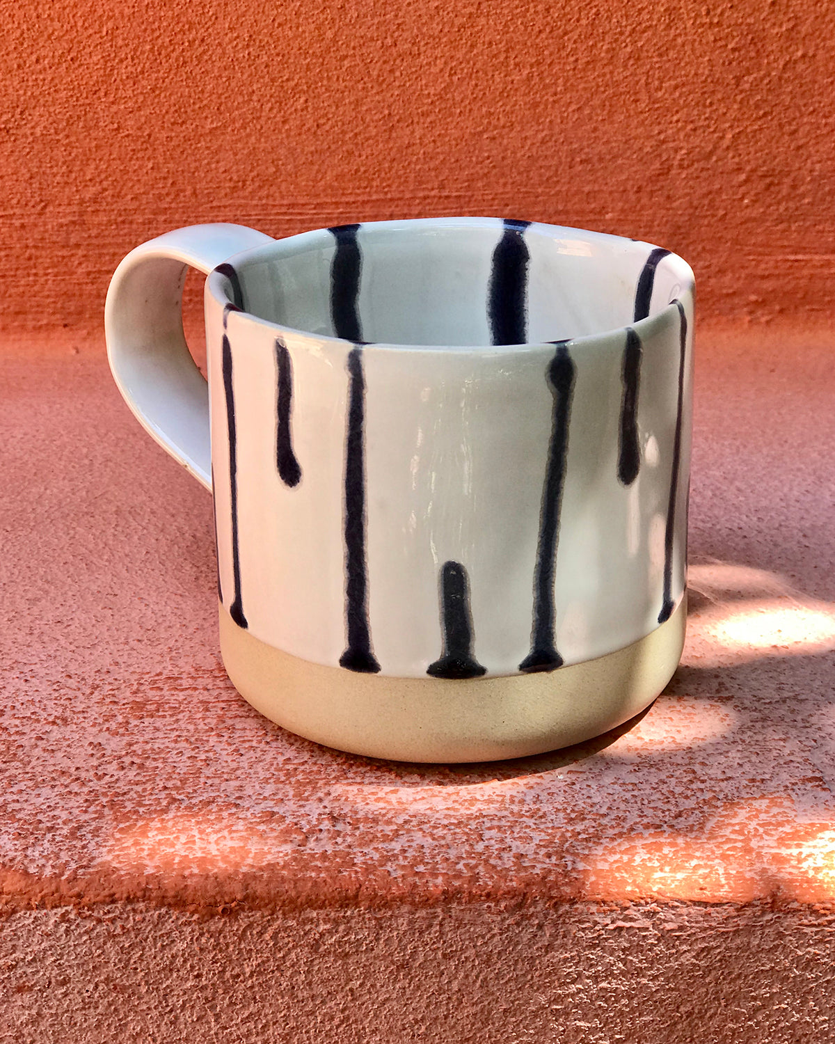 NÓDOA - LARGE MUG STRIPED WHITE BLUE
