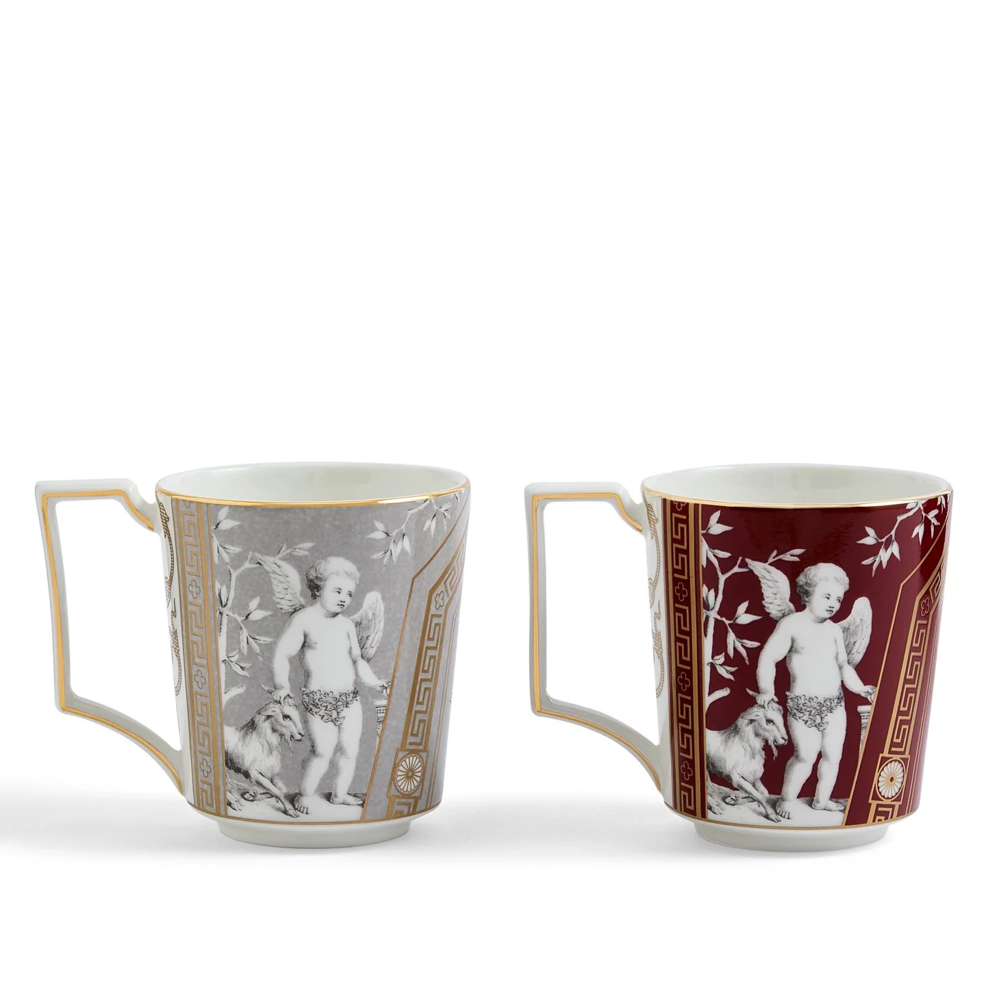 Renaissance Valentines Mugs, Set of 2 Grey Red