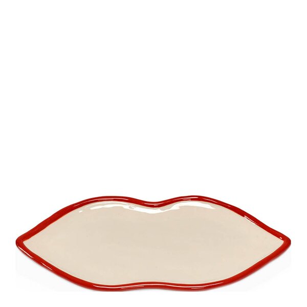 Les Objets Mouleversants serveringsfat Lips L 25,5x12,5x1,5 cm rød