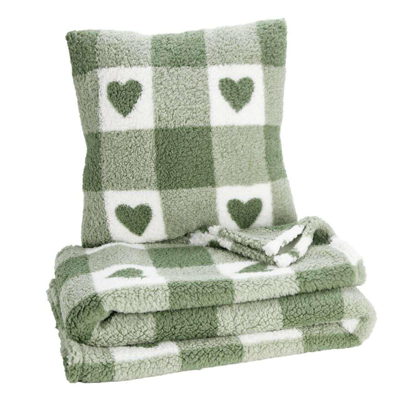 Plaid 130x160cm avec coussin 45x45cm motif tartan assorti (3 modèles)