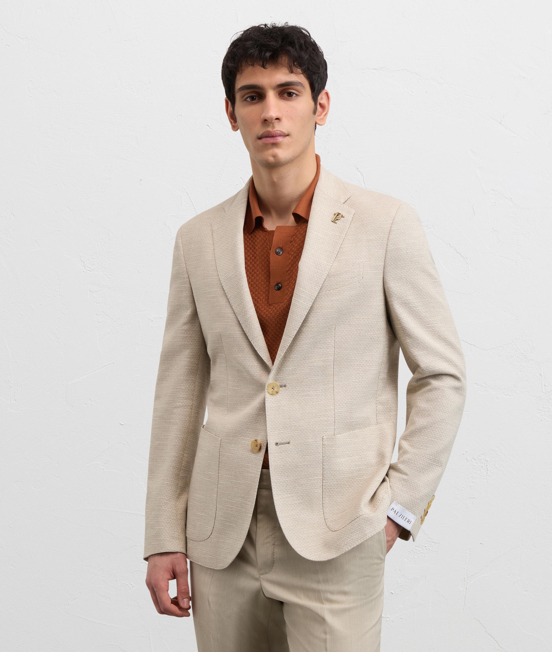 NATURAL MICRO EFFECT MIXED COTTON UNLINED JACKET