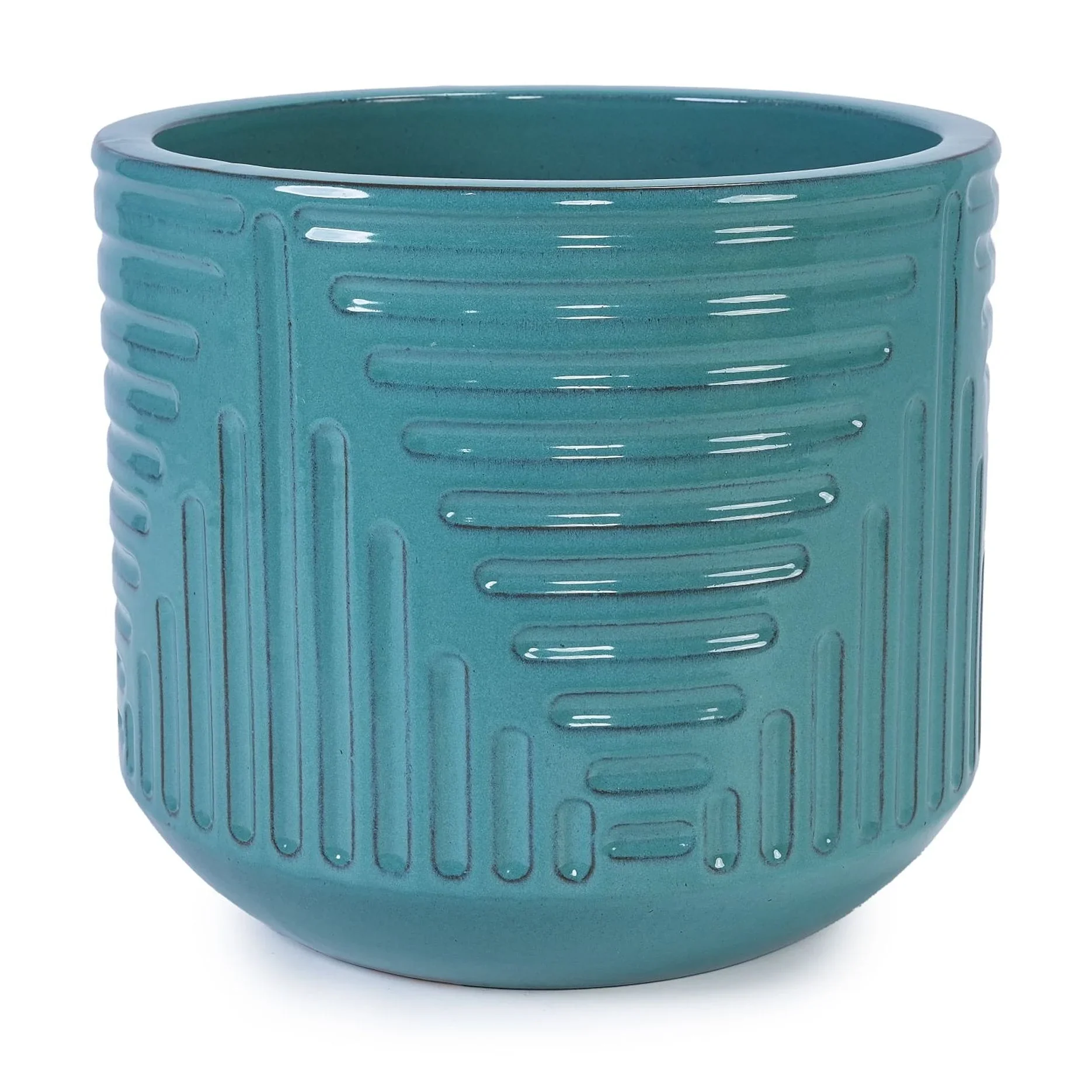Modern Ceramic Flowerpot with Drainage Hole - Frost/Heat Resistant All-Weather Planter for Patio, Garden & Windowsill - White Glossy Finish, Ready-to-Use