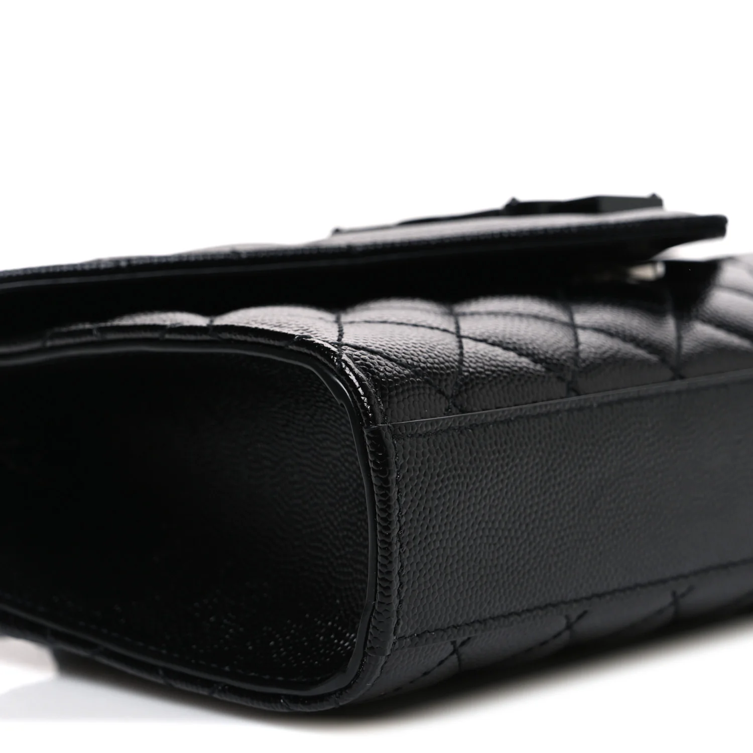 Grain De Poudre Textured Mixed Matelasse Triquilt Small Monogram Monochrome Satchel Black