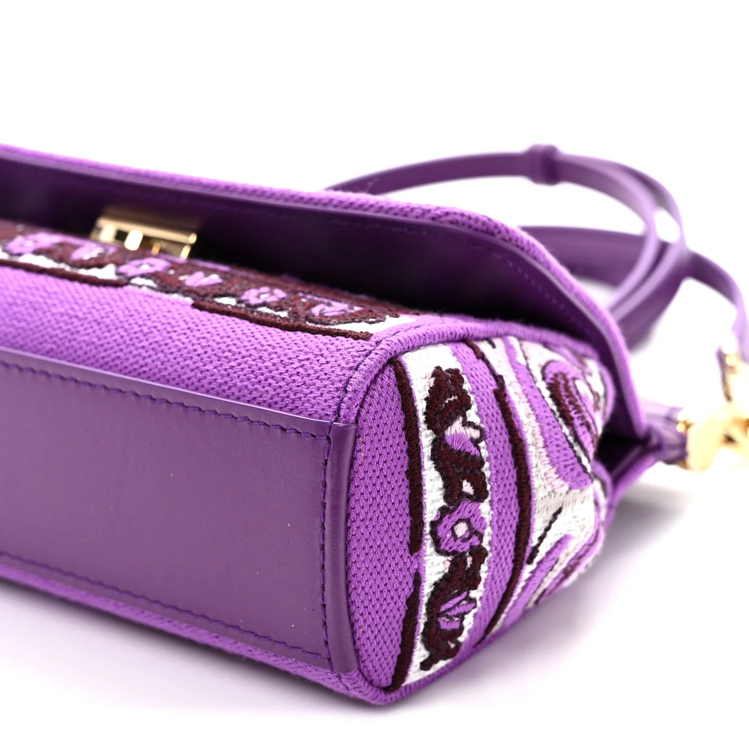 Canvas Embroidery Majolica Small Sicily Handbag Purple