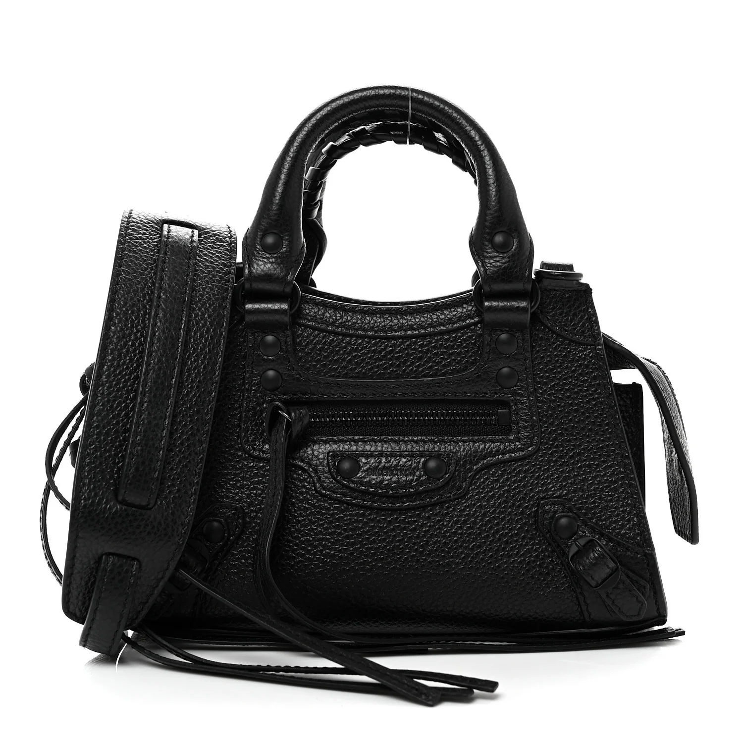 Grained Calfskin Neo Classic Black Hardware Nano City Crossbody Black