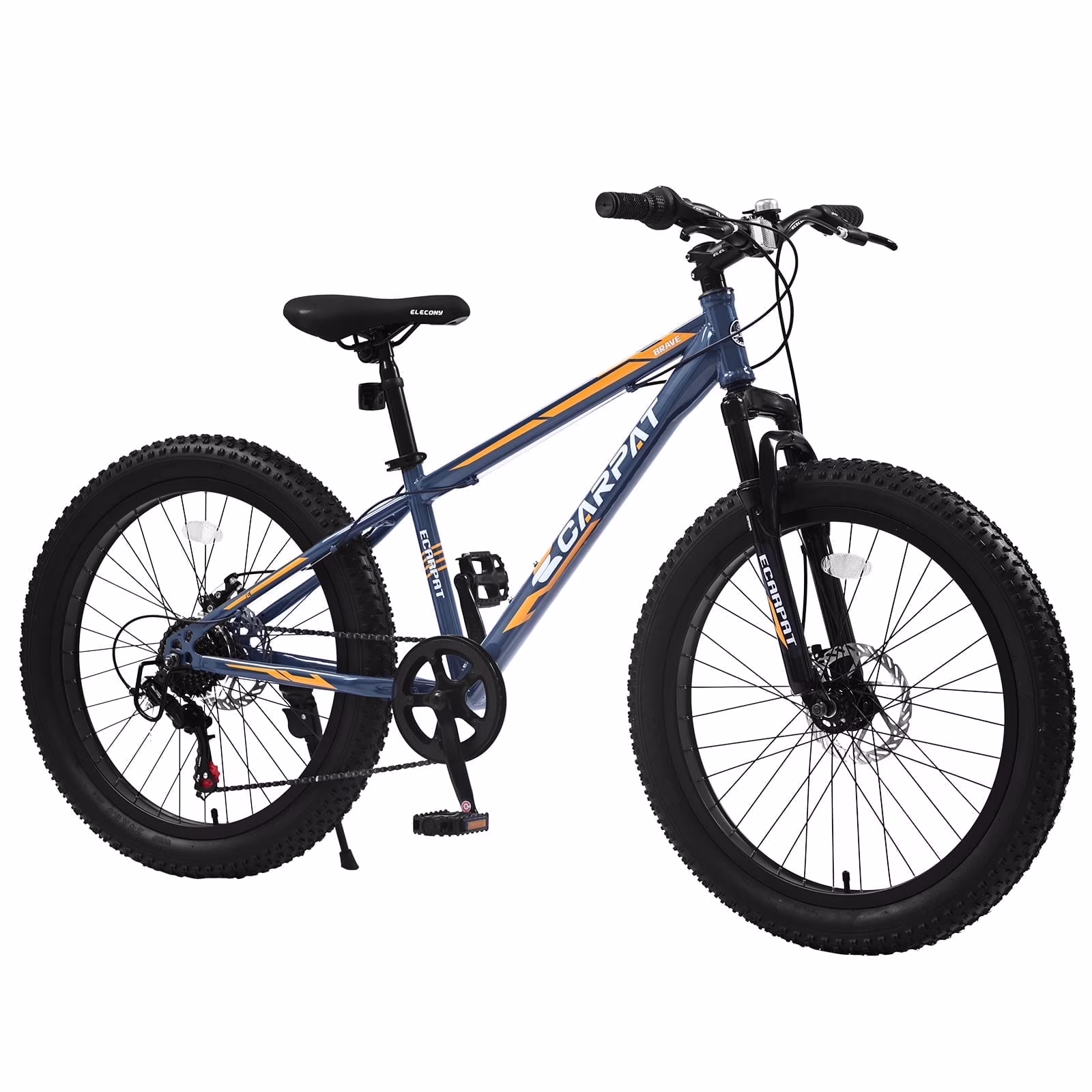 24-Inch Fat Tire Bike, Shimano 7-Speed Trail & Urban Mountain Bike with Disc Brakes �C Gray