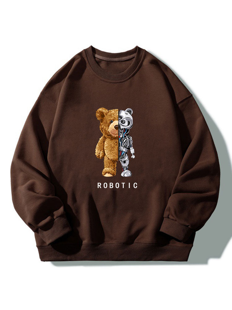 Sweat-shirt décontracté à col rond Robot Bear