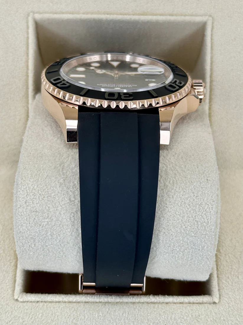 [Super Clone]RLX Yacht-Master 40mm Rose Gold - Black Dial - Rubber Strap (Ref# 126655)