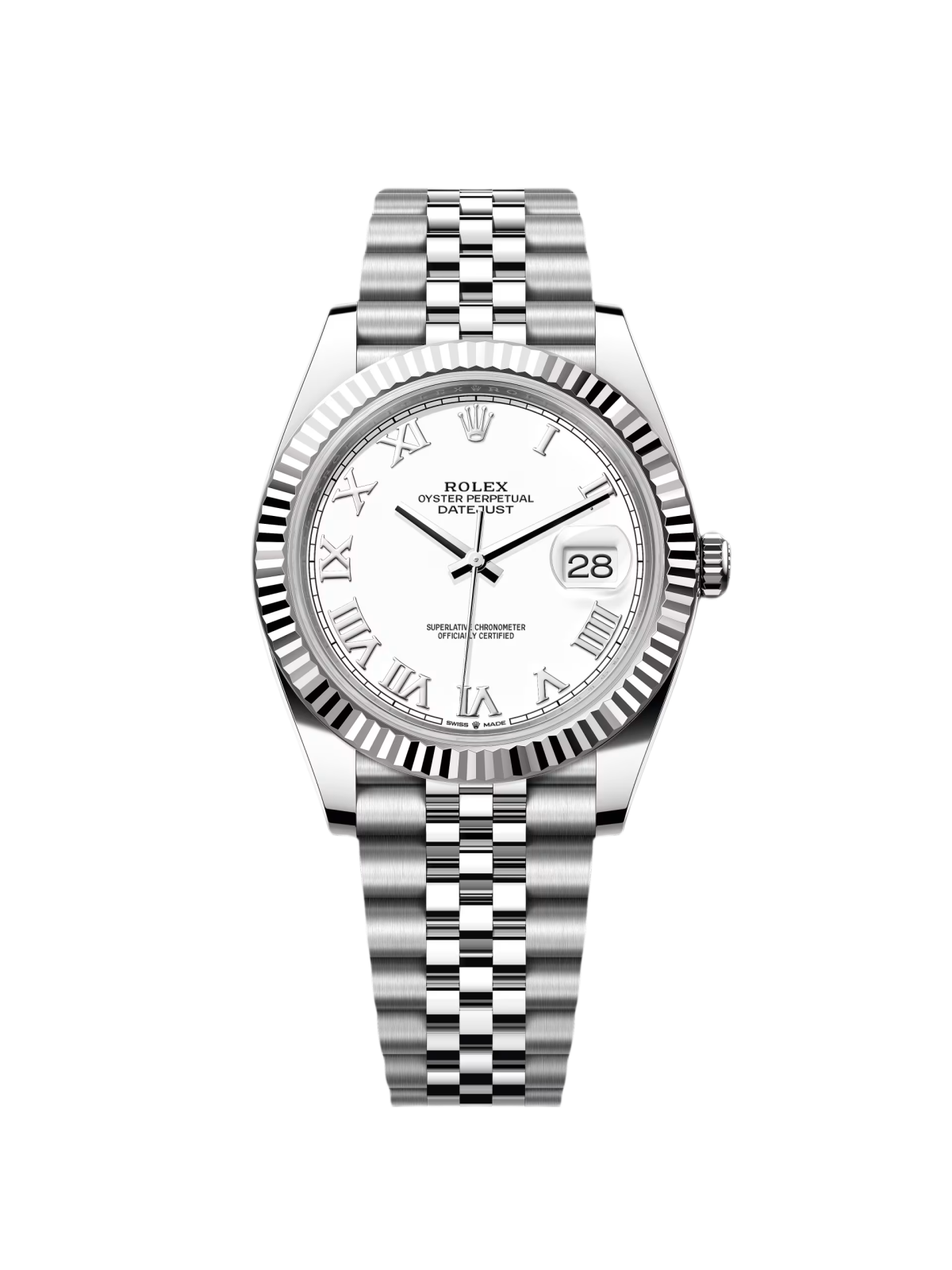 【Super Clone】RLX  Datejust 41mm 126334 White Roman Oyster Stainless Steel Mens Watch