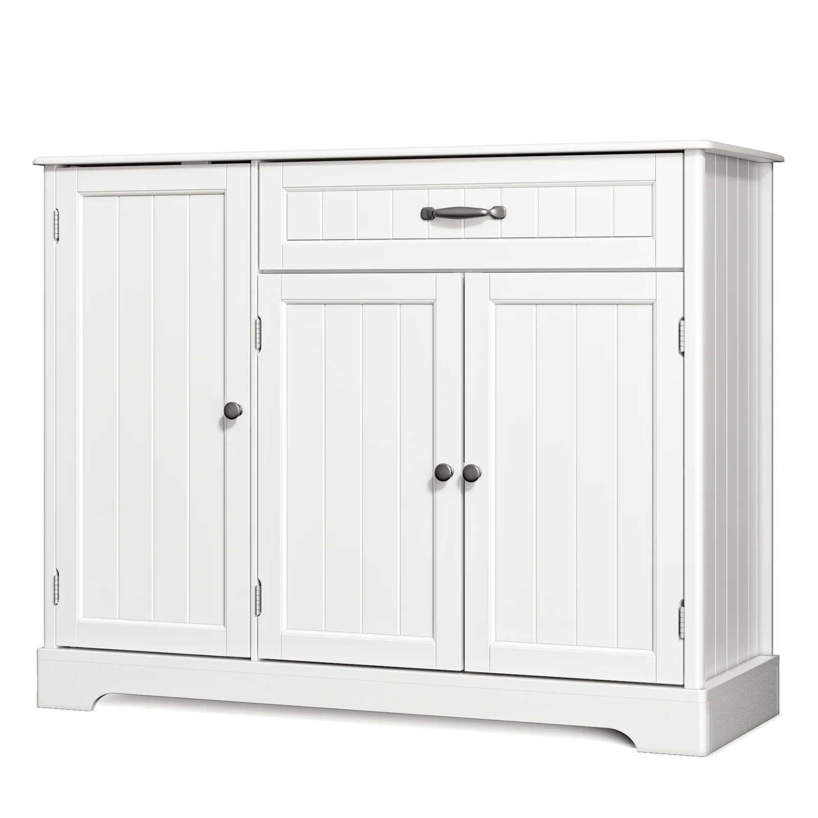 Coffee Bar, 42" Kitchen Storage Cabinet, Sideboard Buffet Cabinet with 8 Shelves, 1 Drawer(White) - Image 10