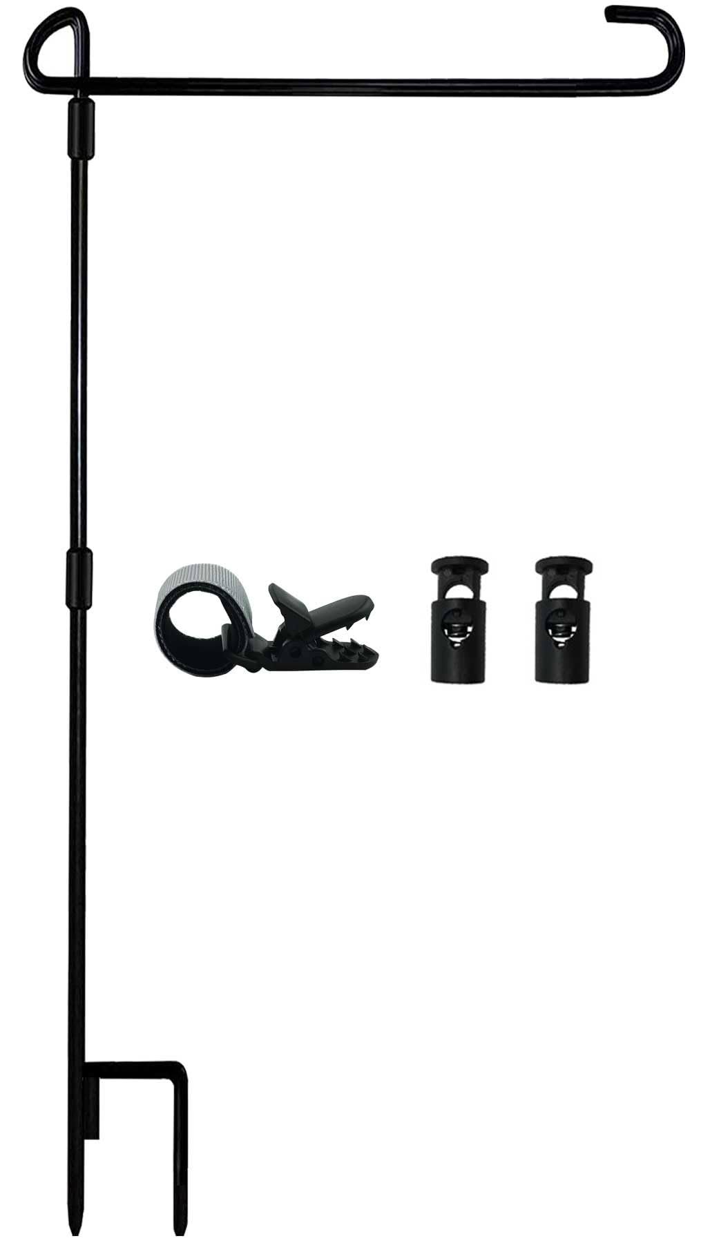 Garden Flag Stand-Holder-Pole with Garden Flag Stopper and Anti-Wind Clip 36.3