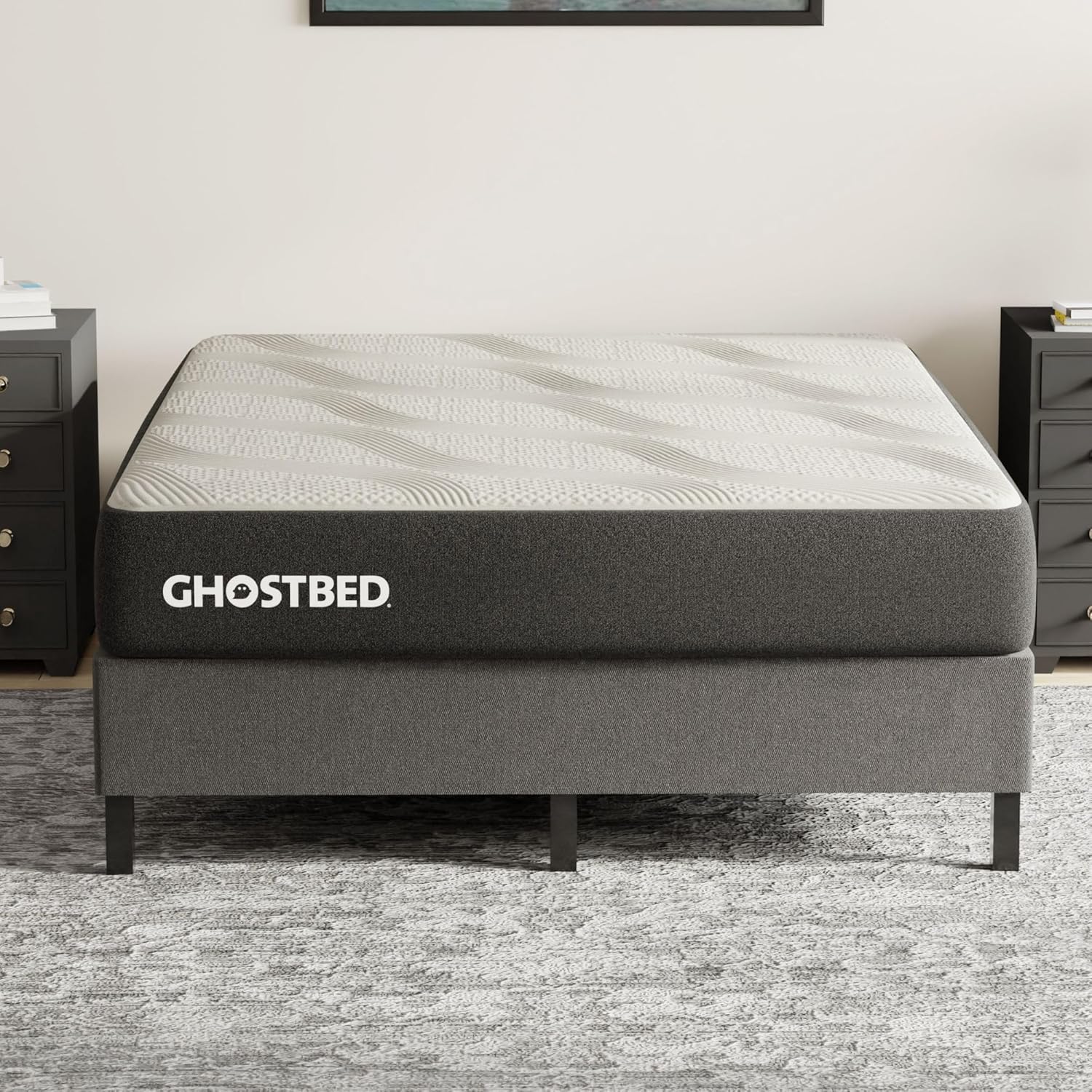 GhostBed Ultimate 11 Inch Memory Foam Mattress with Metal Platform Bed Frame Foundation with Slat Support Bundle - Firm Feel - CertiPUR-US Certified - King