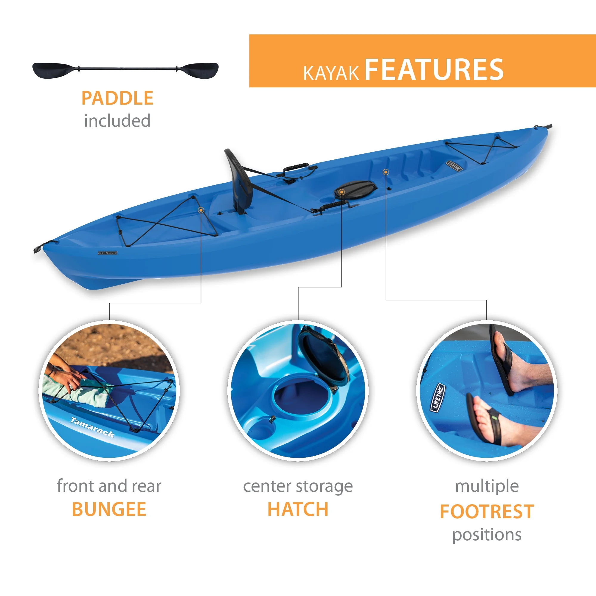 Lifetime Tamarack 10 Ft. Sit - on - Top Kayak, Fire Red (90486)