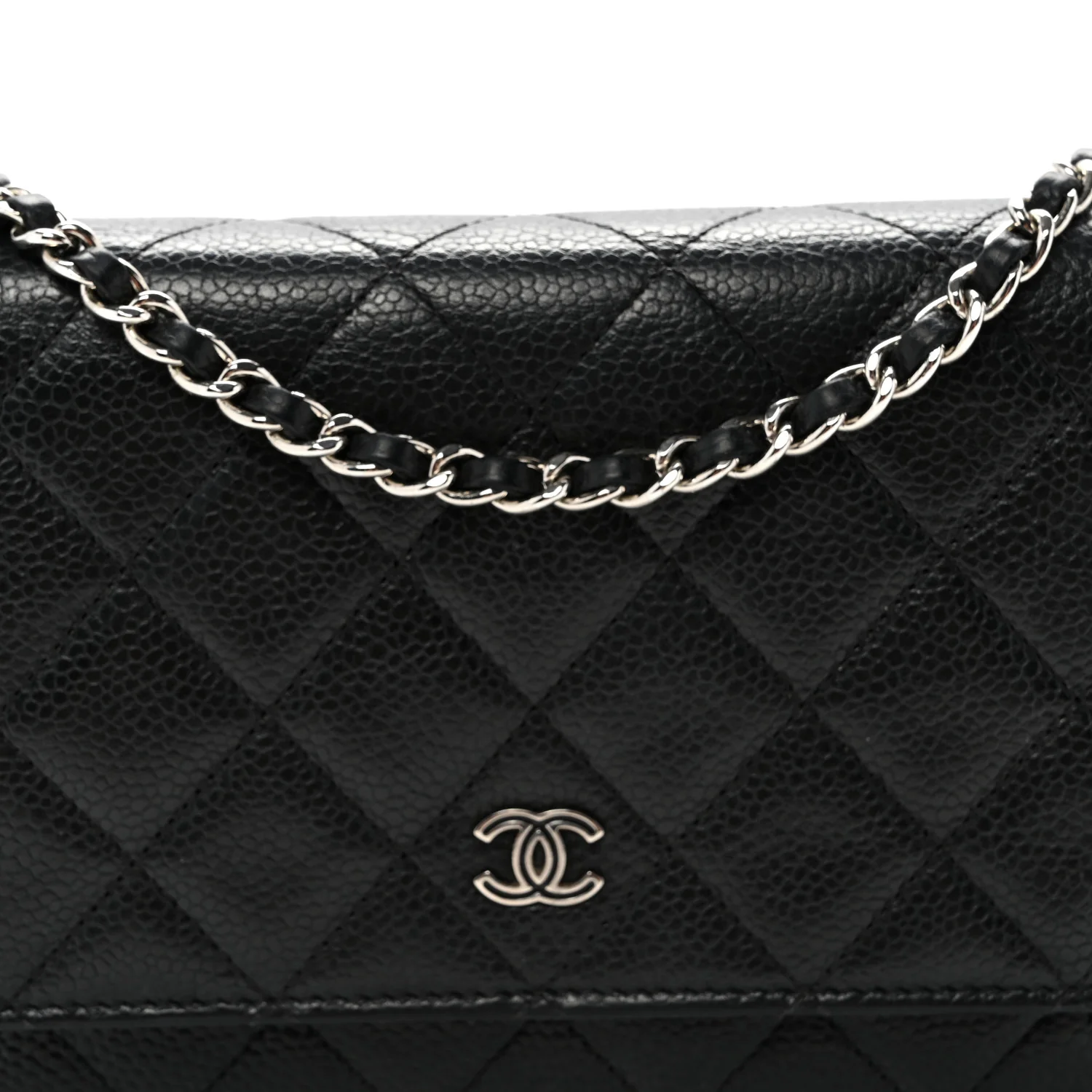 Caviar Quilted Wallet On Chain WOC Black