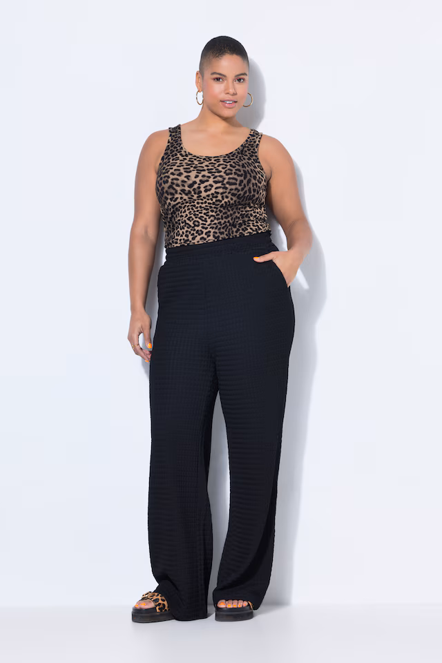 Waffle Texture Elastic Waist Pants