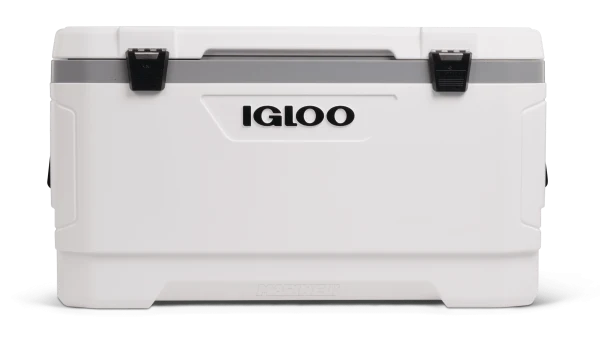 Igloo Marine Ultra 100 Qt Cooler, White & Moonscape Hard Side Ice Chest with UV Protection, Fish Ruler & Drain Plug