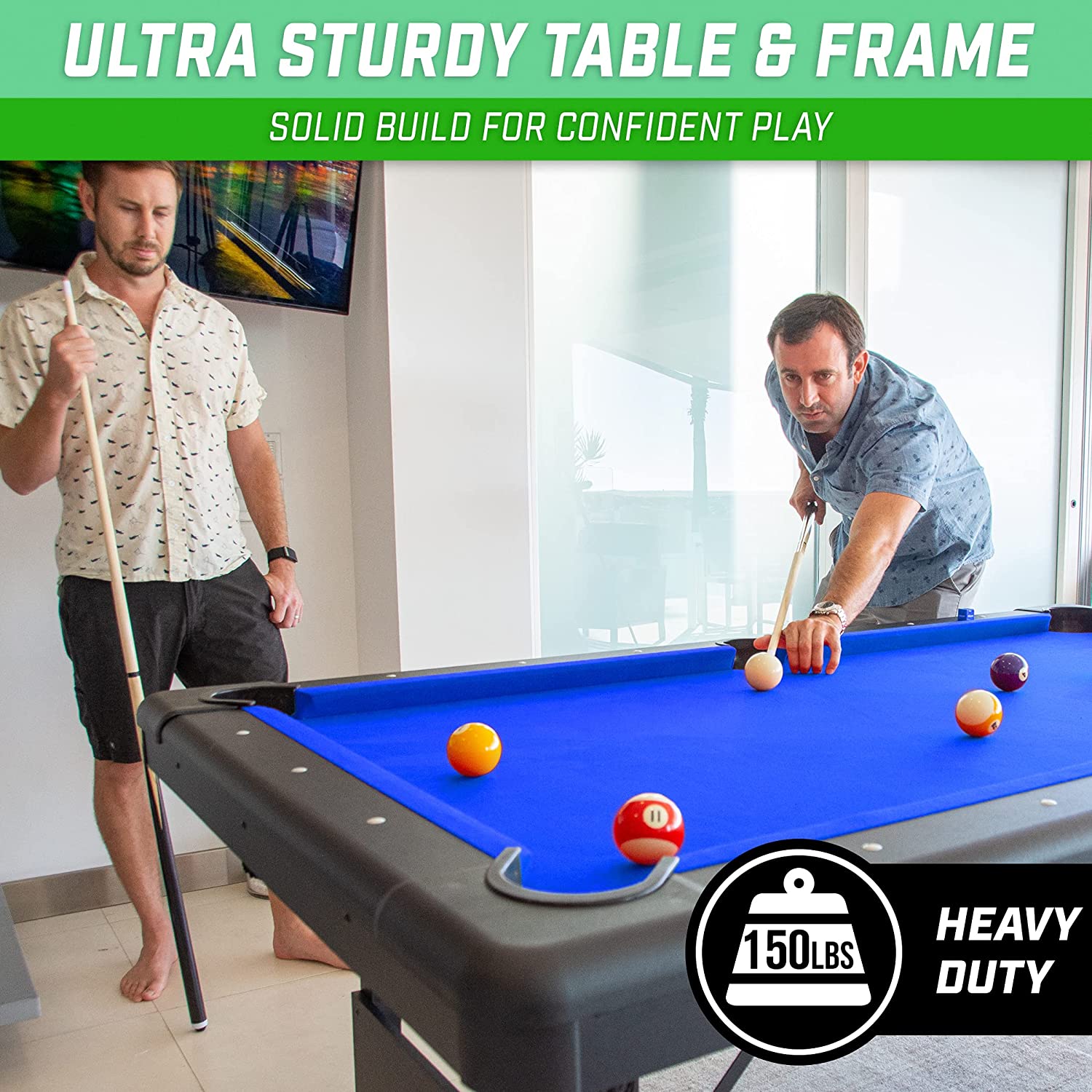 GoSports Mid-Size 7ft x 3.9ft Billiards Game Table – Foldable Design