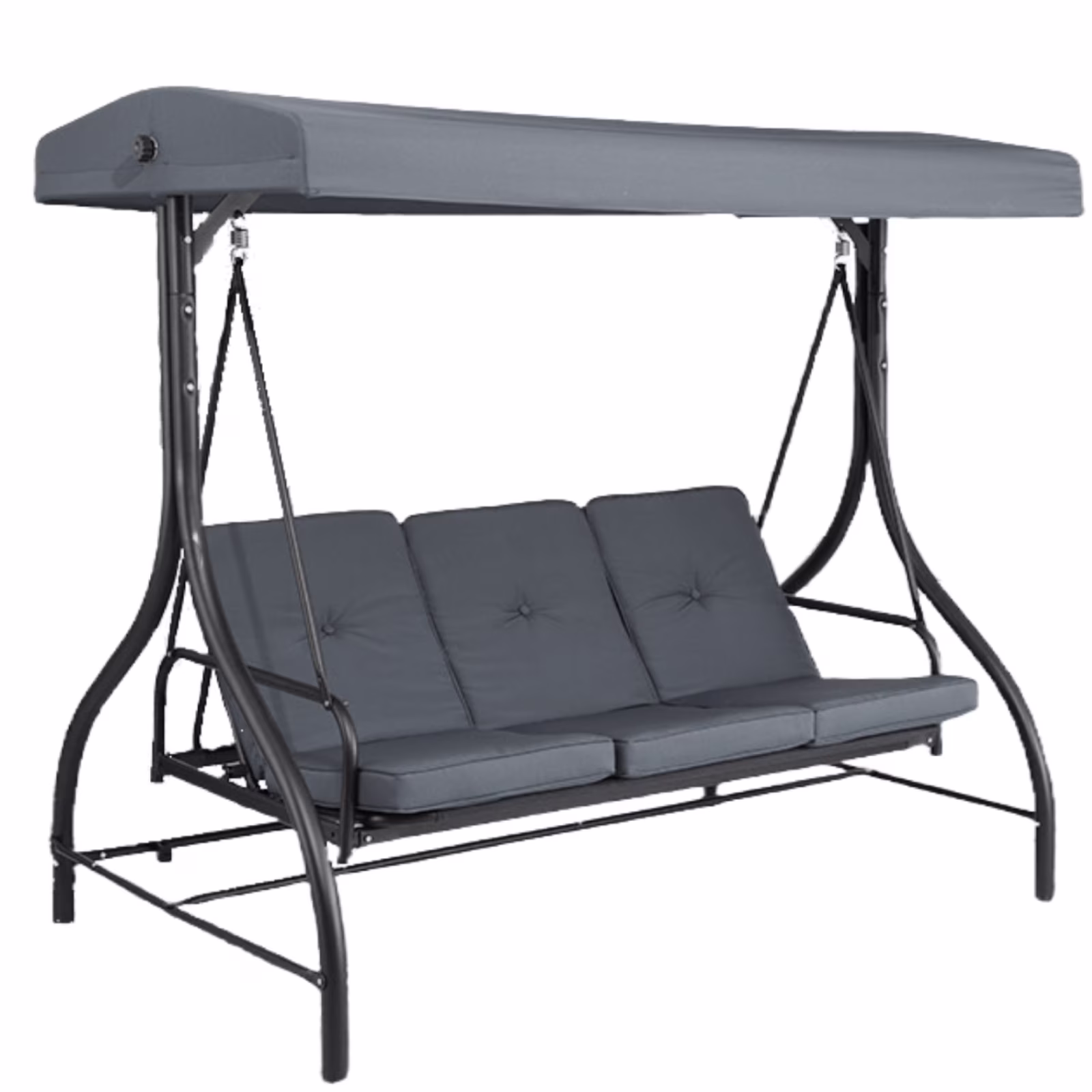 3 Person Porch Swing Outdoor Converting Canopy Swing Glider with Canopy(Beige) - Image 3