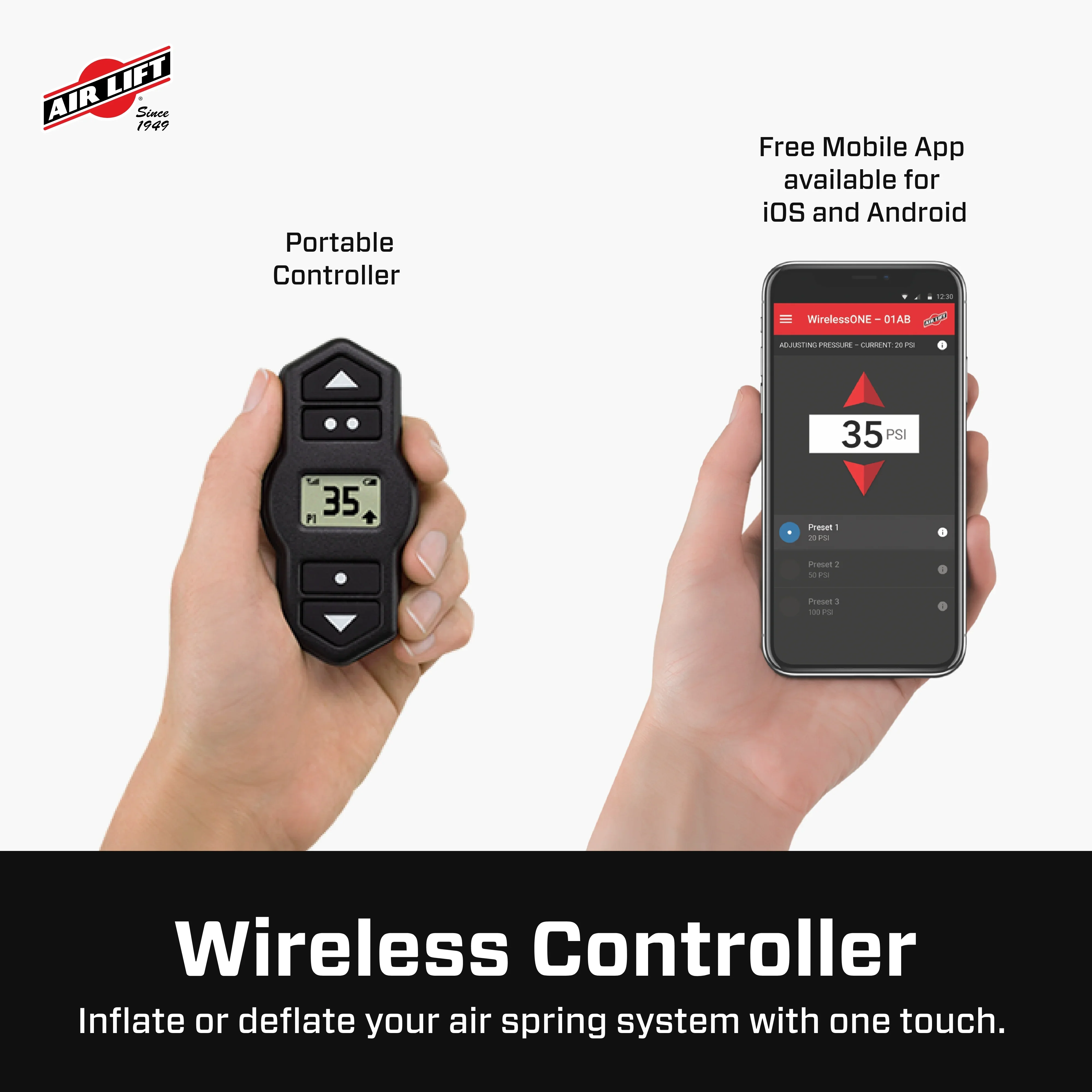 Air Lift WirelessOne 2nd Generation + EZ Mount On-Board Air Compressor with Mobile App - 25980EZ