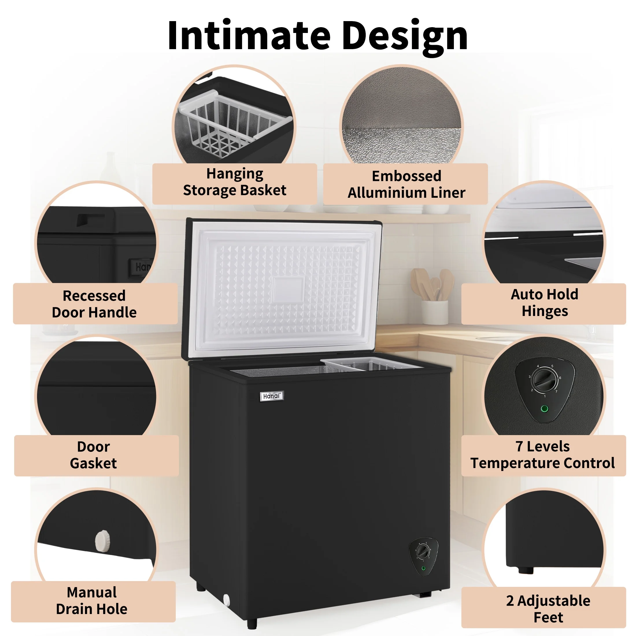 5 cu ft Freezer, Chest Freezer, Black