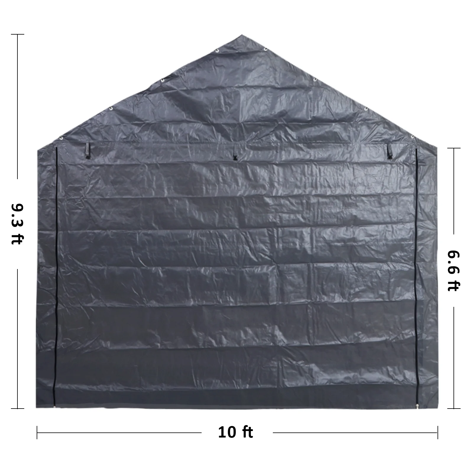 10x20 ft Weather Carport Sidewall Tarp Replacement, Dark Grey- TopFrame Not Included(10' x 20'/Dark Grey) - Image 8