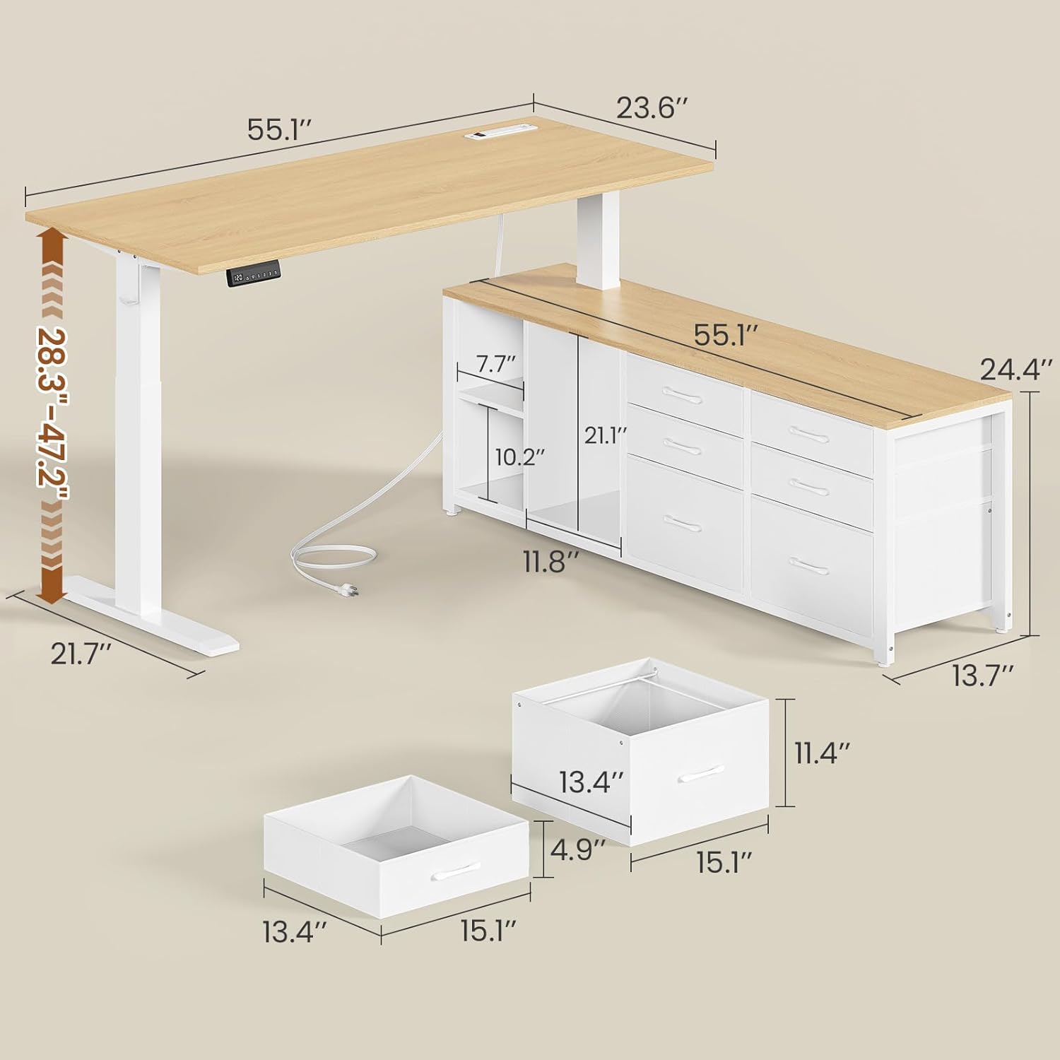 SEDETA L Shaped Electric Standing Desk, 55