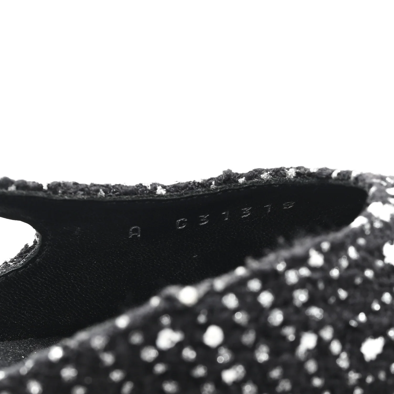 Tweed Polkadot Grosgrain Cap Toe CC Slingback Pumps 36 Black White Silver