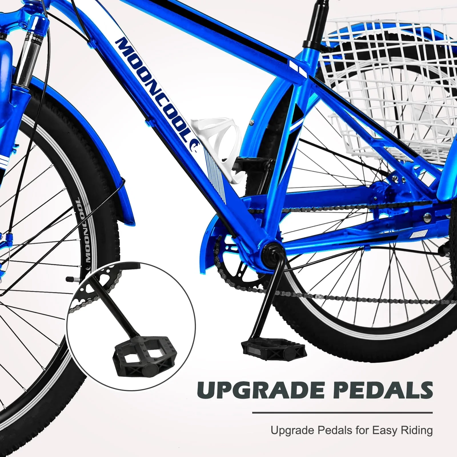MOPHOTO 7 Speed 27.5 Adult Mountain Tricycle, Exercise Men's Women's Bicycle, 3 Wheel Cruiser Bike