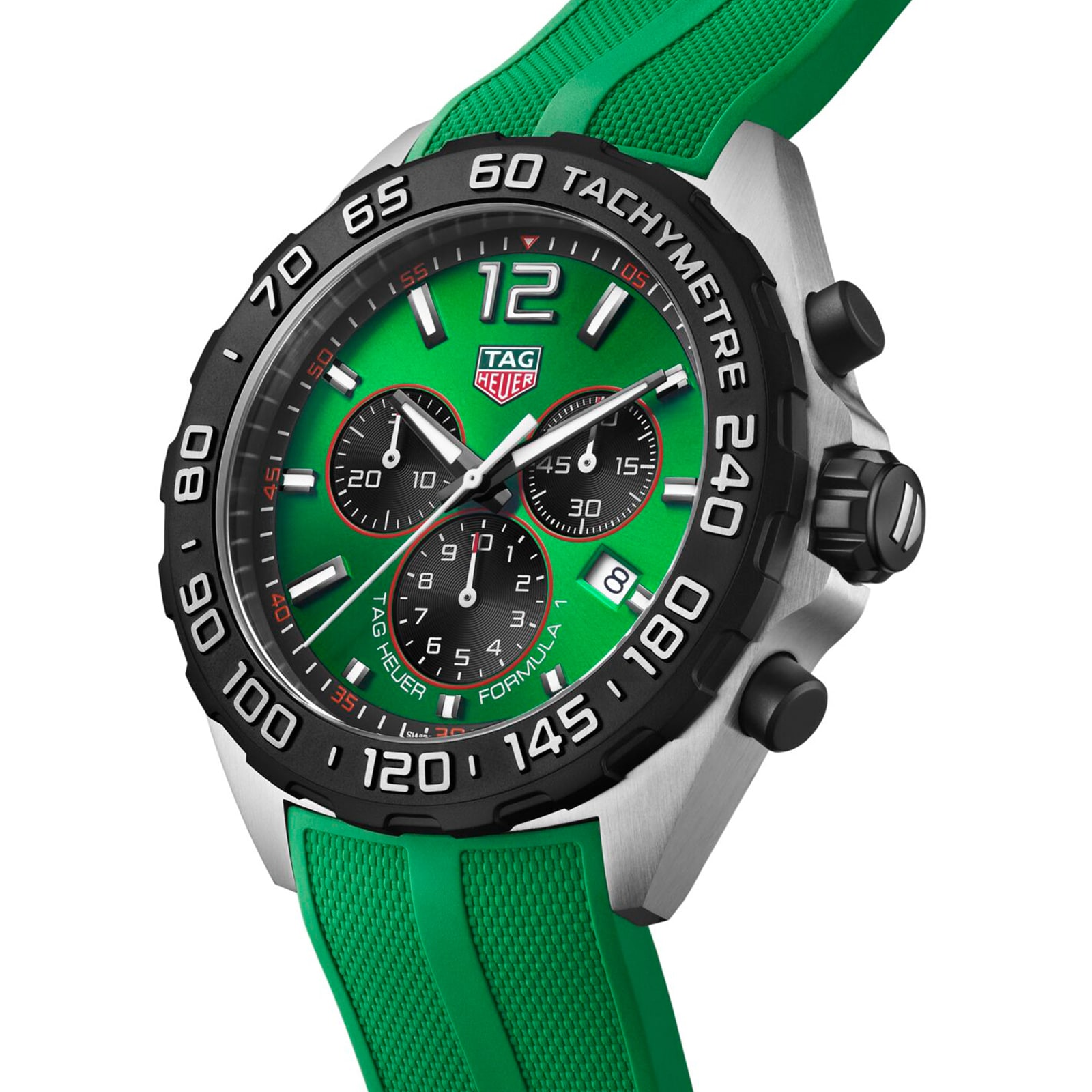 【Super Clone】TAG Heuer Formula 1 Quartz Chronograph 200M 43mm Mens Watch Green Rubber CAZ101AP.FT8056