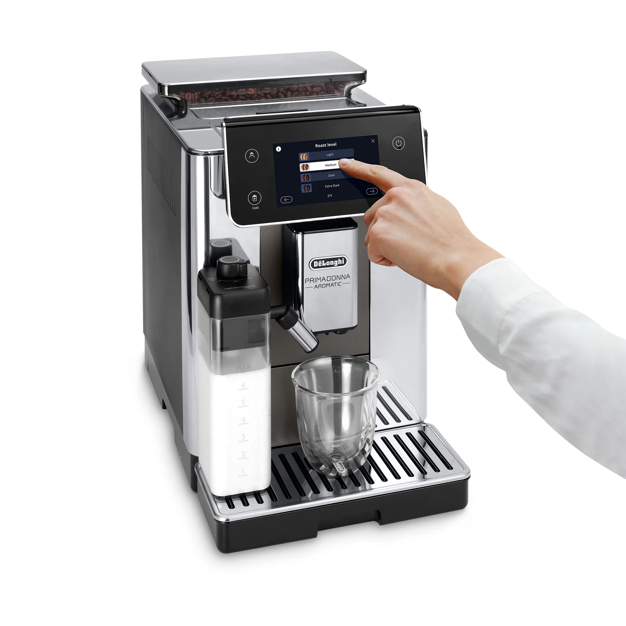 De'Longhi Volautomatische espressomachine PrimaDonna Aromatic + Cold Brew + Melkreservoir ECAM630.75.TSM