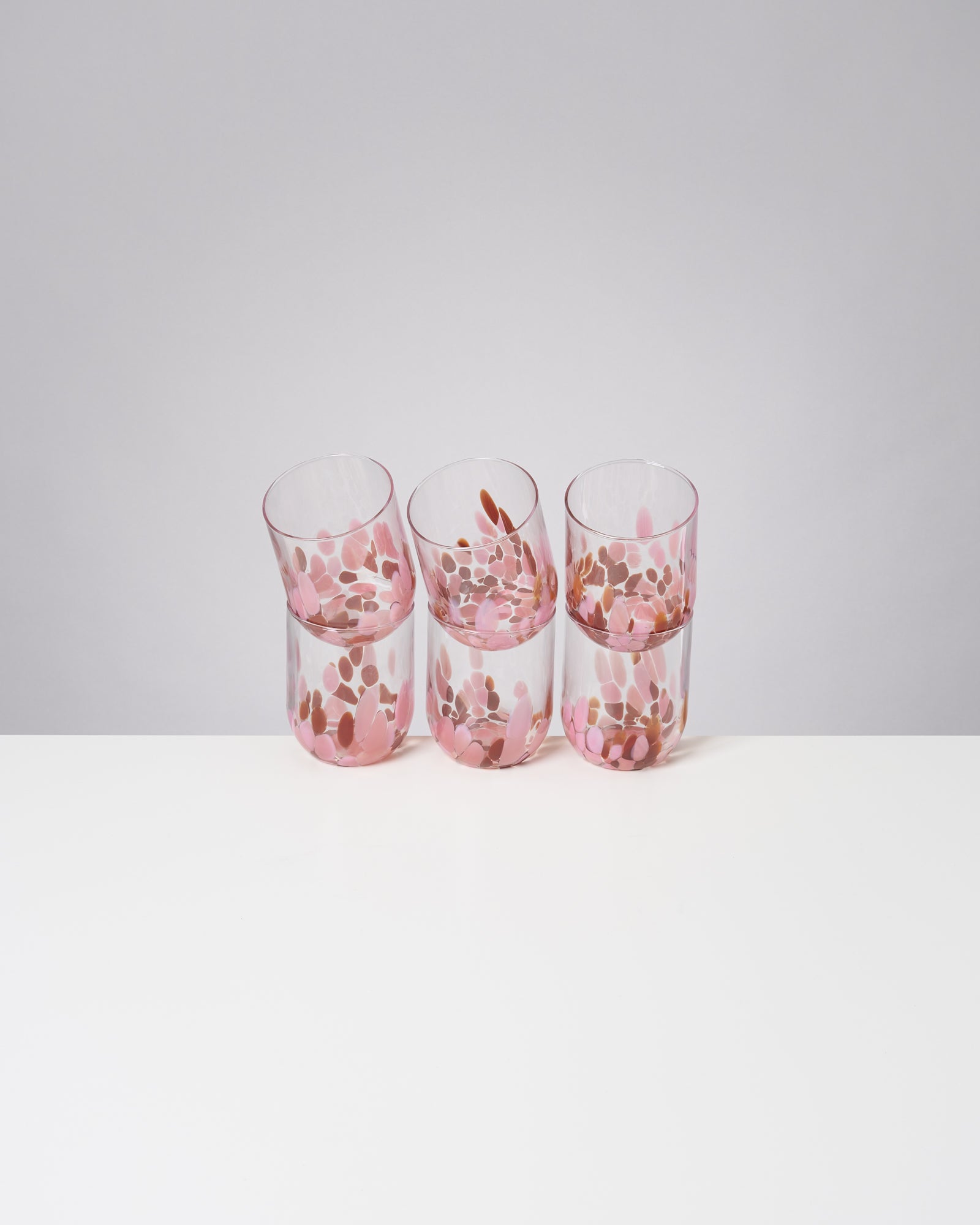 ALEGRIA - LARGE GLASS AMBER PINK SET OF 6