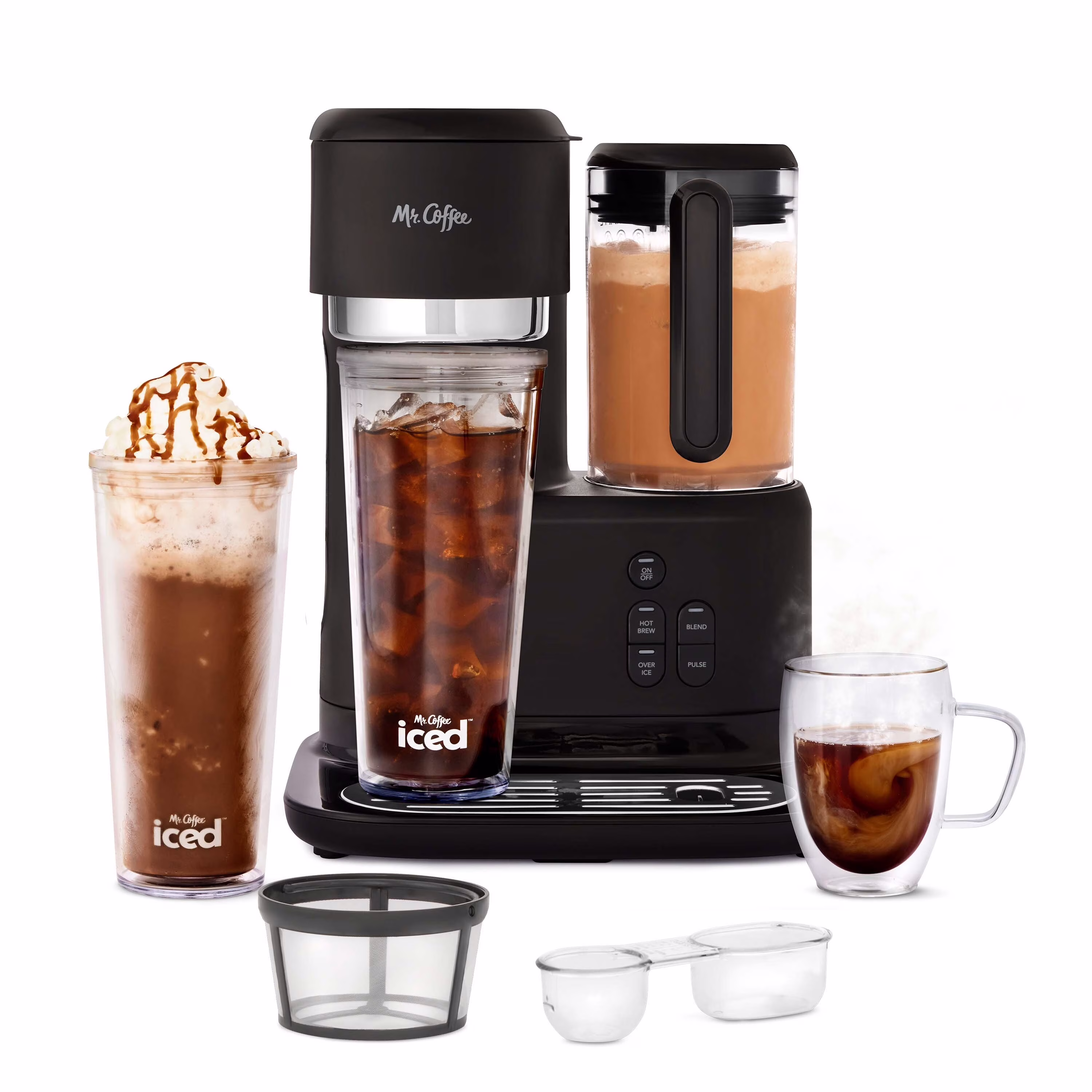 ? Single-Serve Frappe?, Iced, and Hot Coffee Maker and Blender, Black with 2 To-Go Tumblers, Reusable Coffee Filter(NoSize)