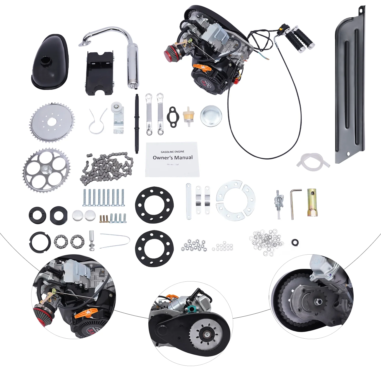 Full Set 100CC 4-Stroke Bicycle Engine Kit Gas Motorized Motor Bike Modified Engine Conversion Kit Chain Drive 3HP 3600Rpm - Image 6