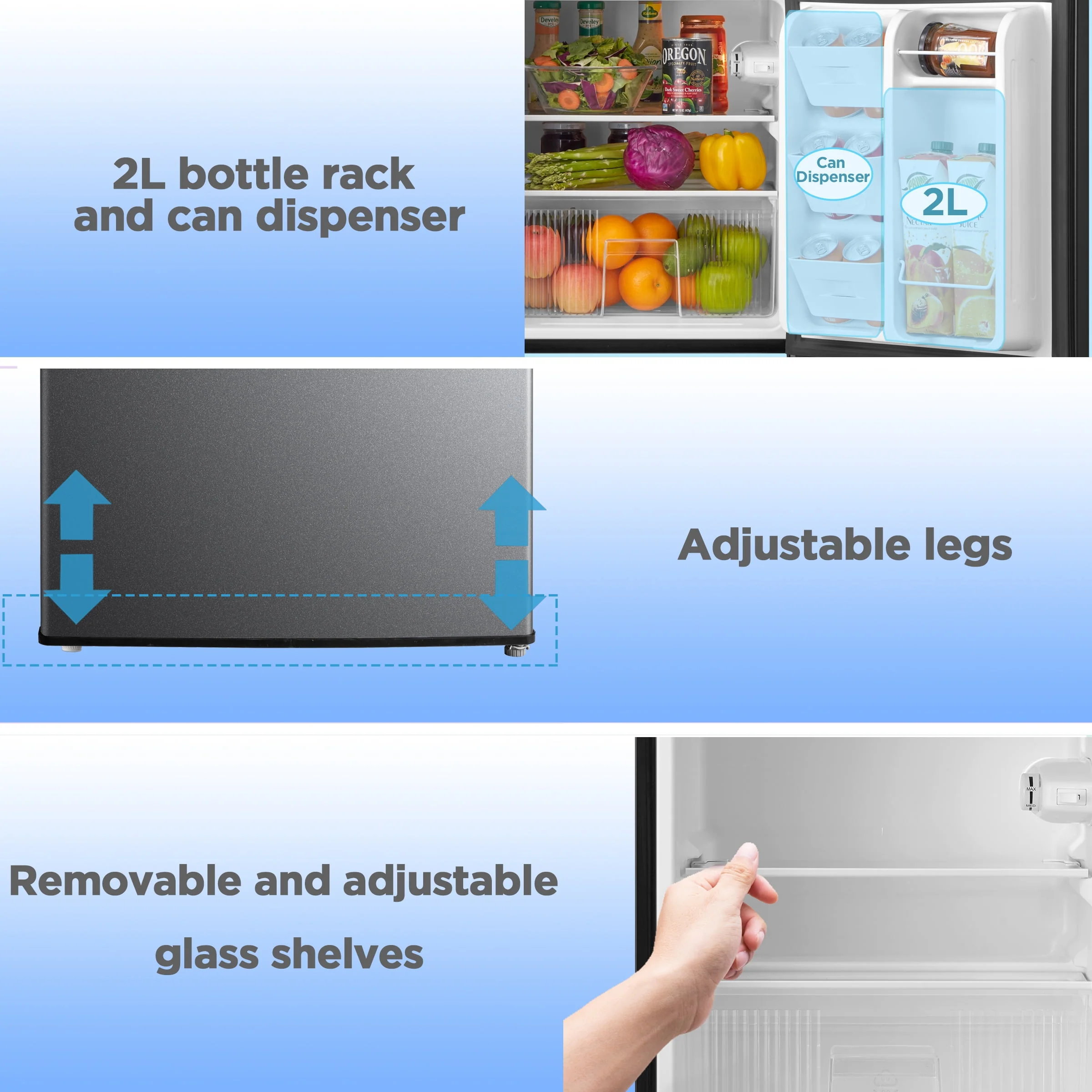 3 2 Cu ft Two Door Mini Fridge with Freezer, Stainless Steel, E Star, ARM32D5ASL Image 8