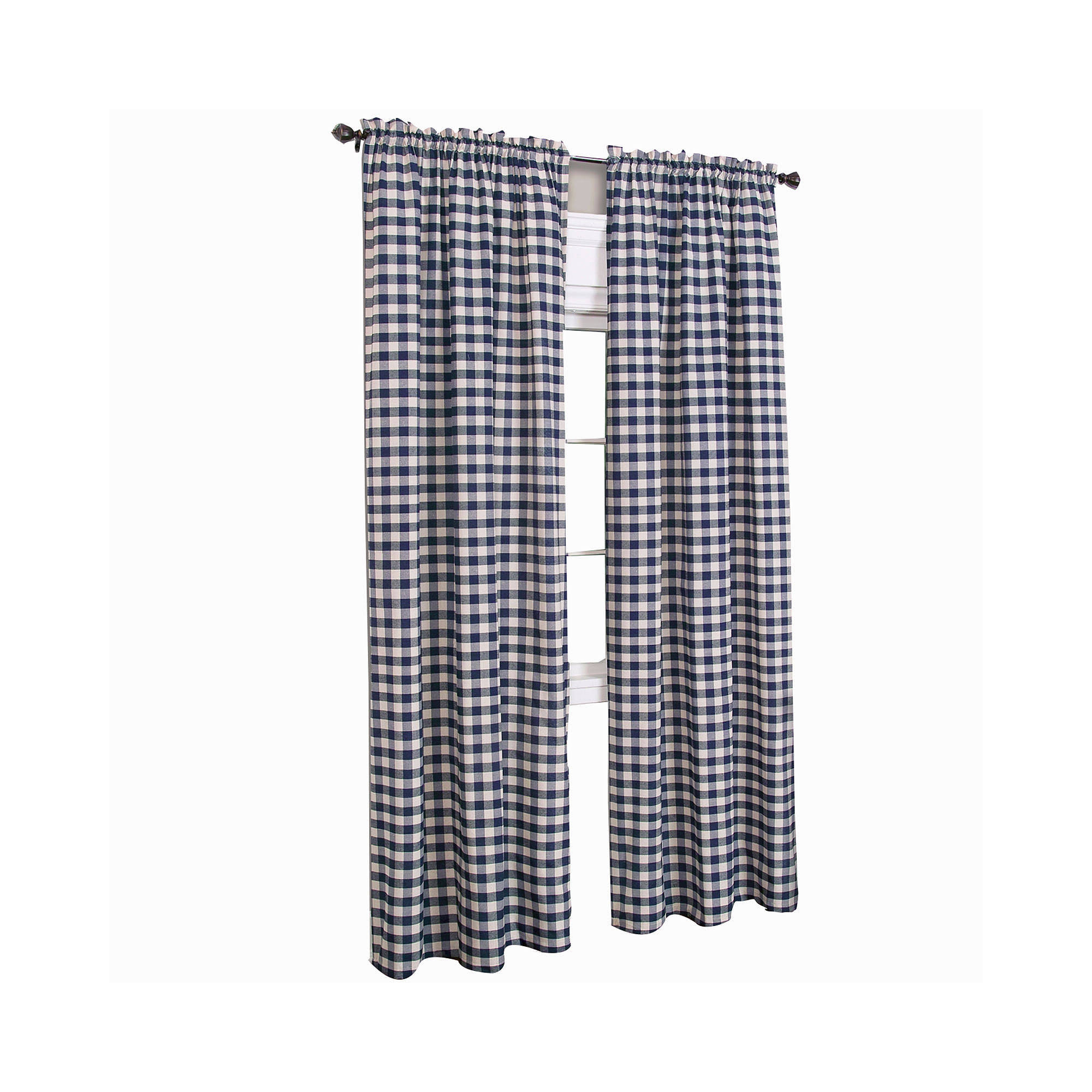 Achim Navy Buffalo Check Window Curtain Panel