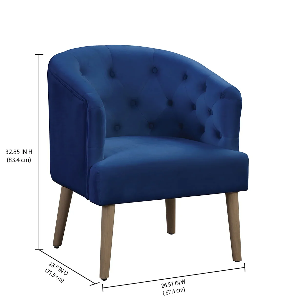 Better Homes & Gardens Barrel Accent Chair,Deep Cobalt Blue, Velvet Upholstery, Adult