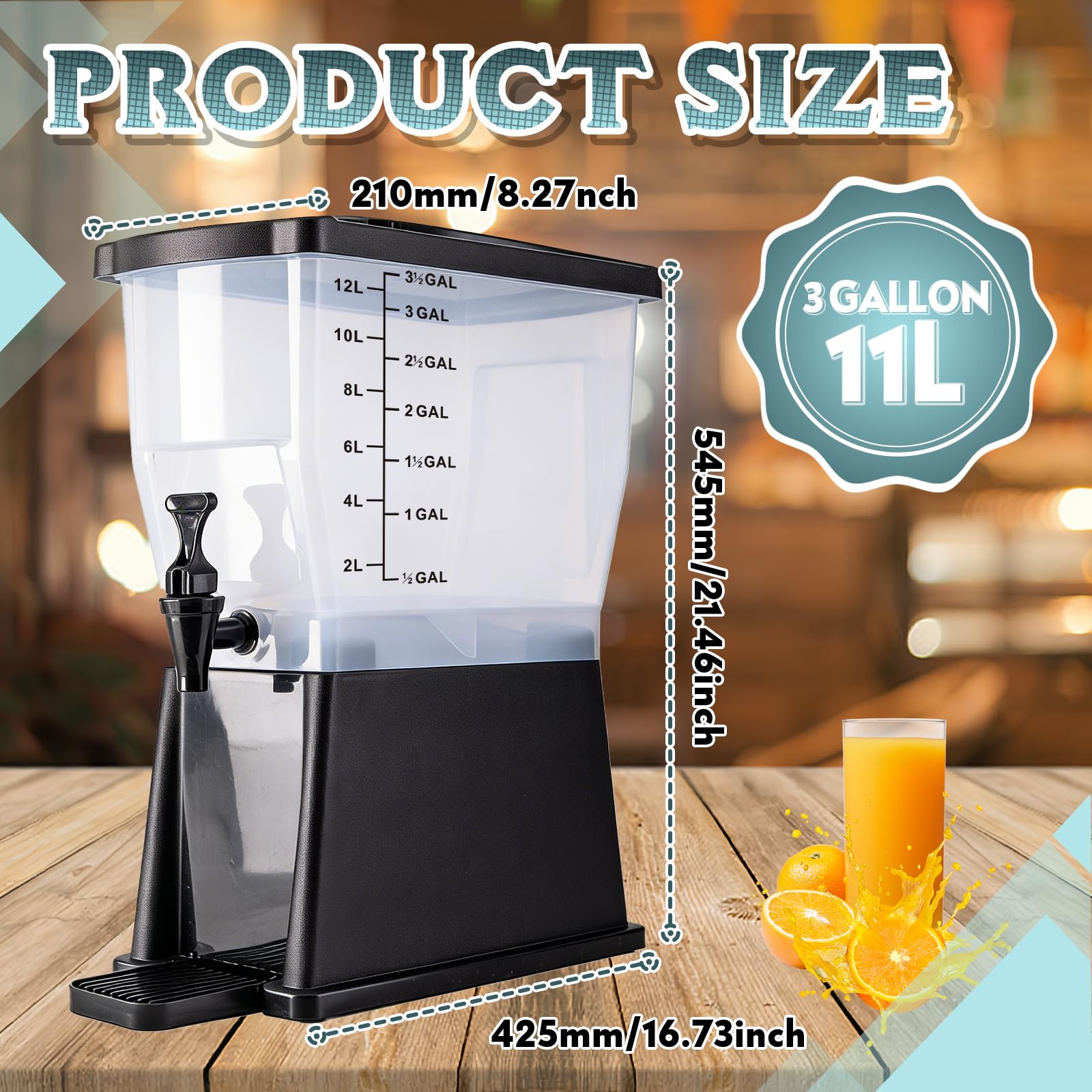 Commercial Beverage Dispenser for Church Events, Family Gatherings & Catering,Drip-Free, BPA-Free, Easy Clean,Perfect for Summer, Weekends & Outdoor Parties (3GALLON)