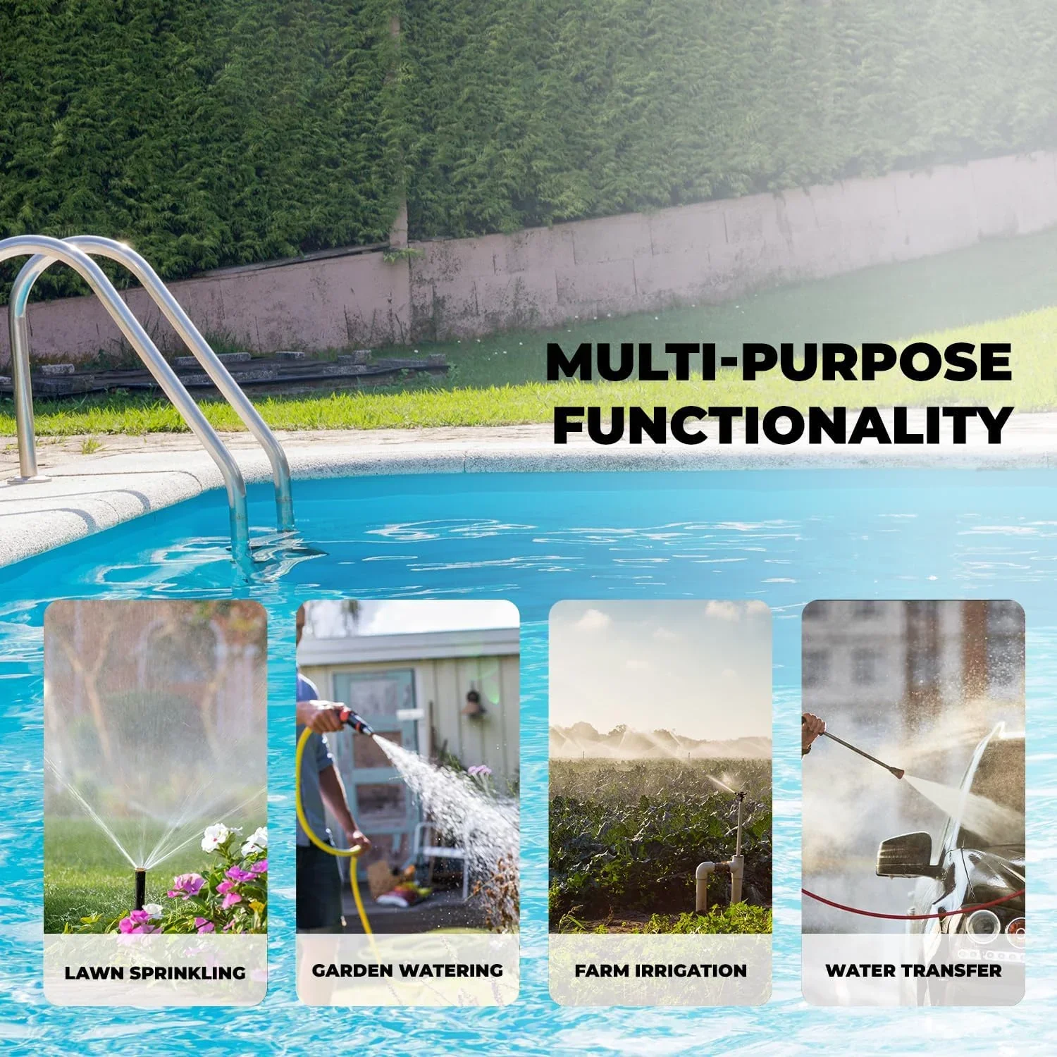 XtremepowerUS 1.6HP Portable Shallow Well Pump, 1268 GPH 120V With Controller, Stainless Steel, For Sprinkler, Irrigation, Garden, Lawn Water Transfer