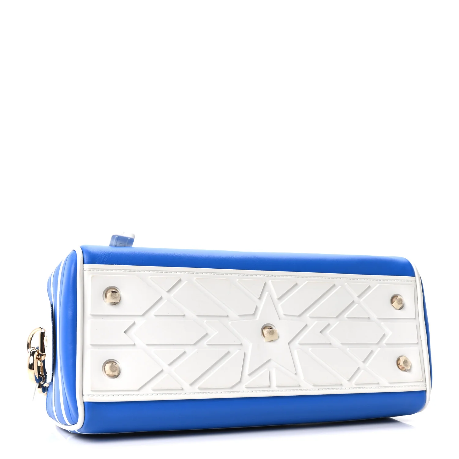 Calfskin Small Dior Vibe Zip Bowling Bag Blue